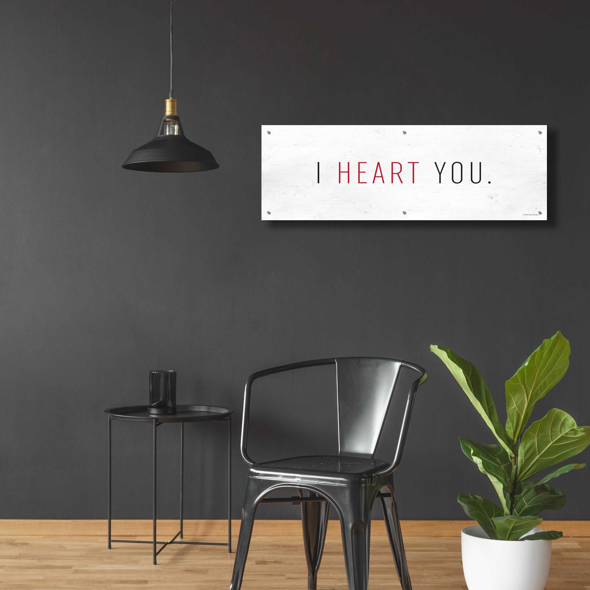 Epic Art 'I Heart You' by Lady Louise Designs, Acrylic Glass Wall Art,48x16