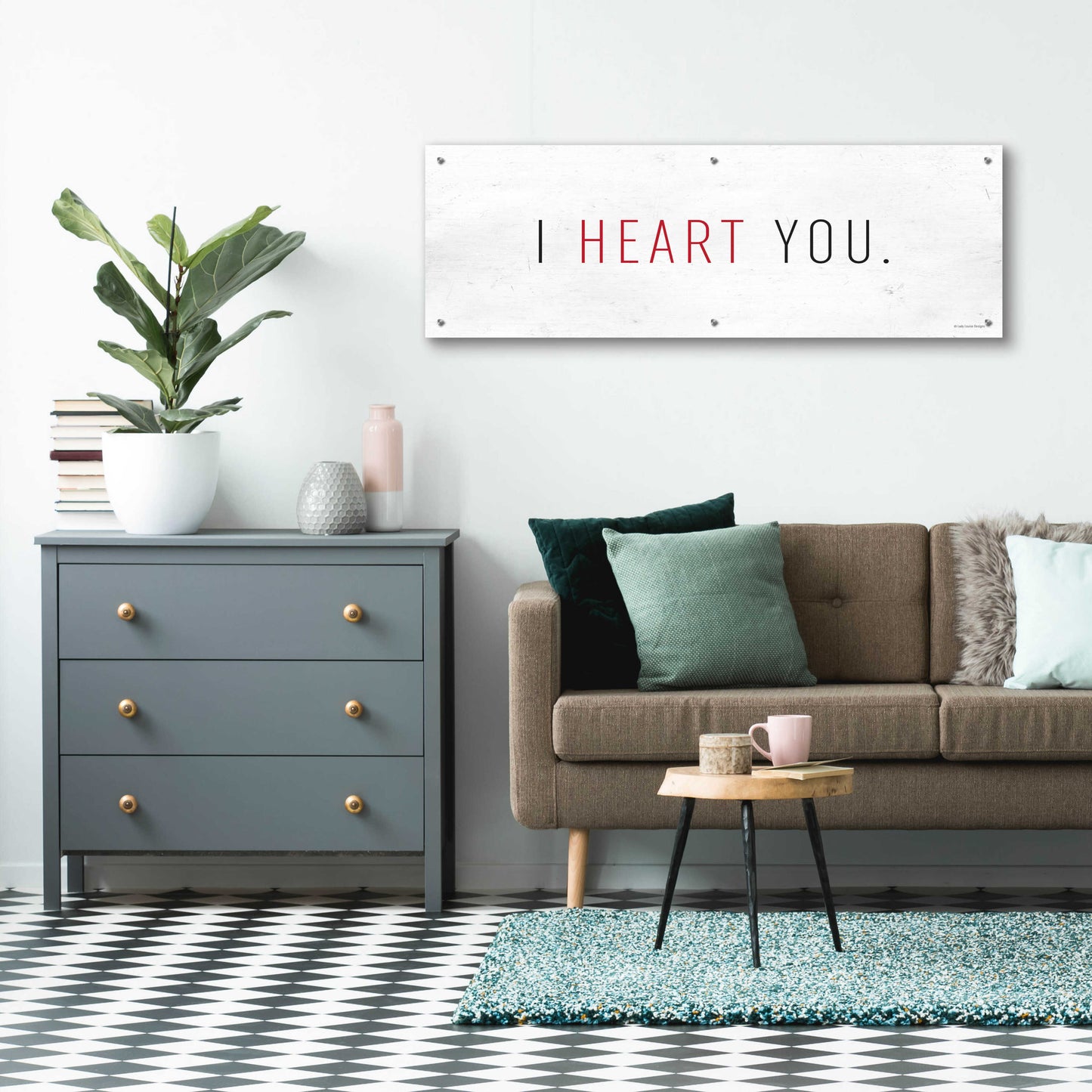 Epic Art 'I Heart You' by Lady Louise Designs, Acrylic Glass Wall Art,48x16