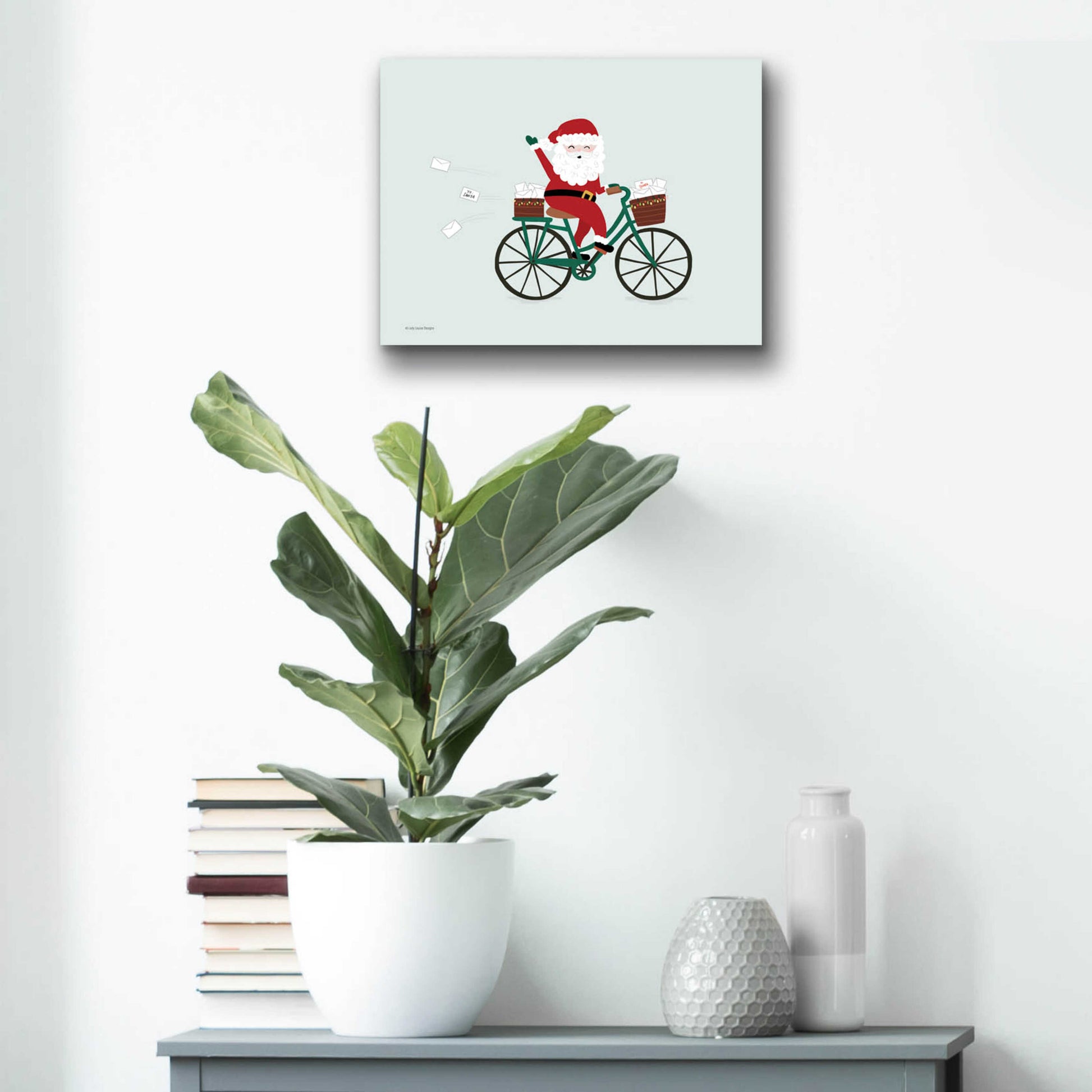 Epic Art 'Santa Bike' by Lady Louise Designs, Acrylic Glass Wall Art,16x12