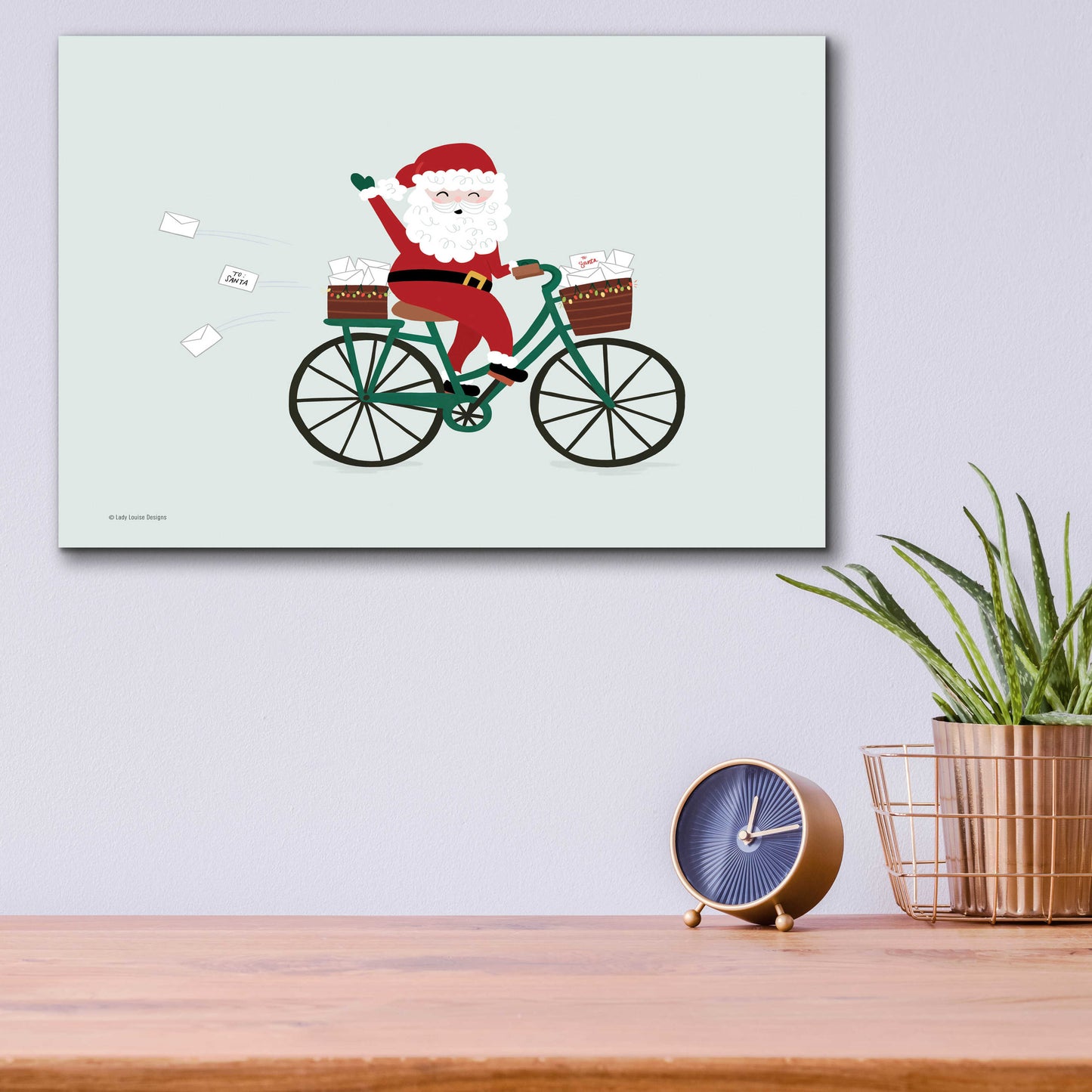 Epic Art 'Santa Bike' by Lady Louise Designs, Acrylic Glass Wall Art,16x12