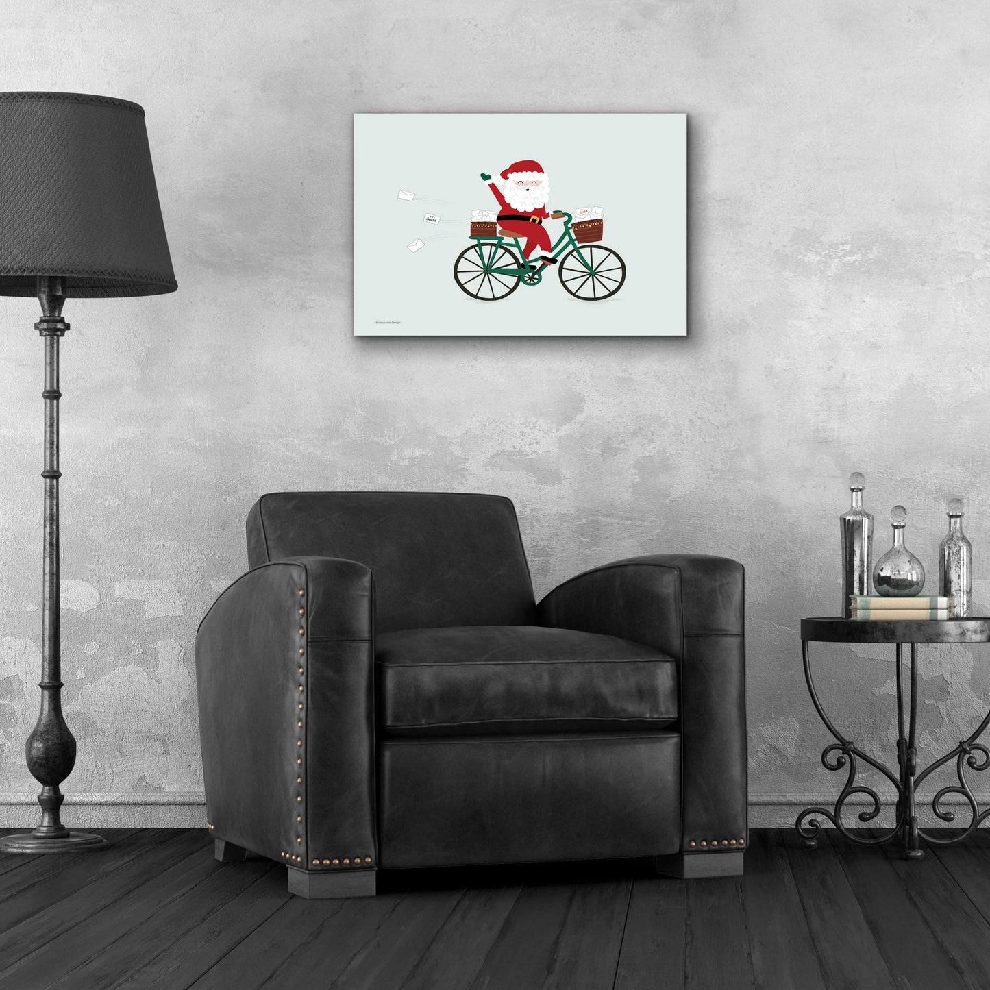 Epic Art 'Santa Bike' by Lady Louise Designs, Acrylic Glass Wall Art,24x16