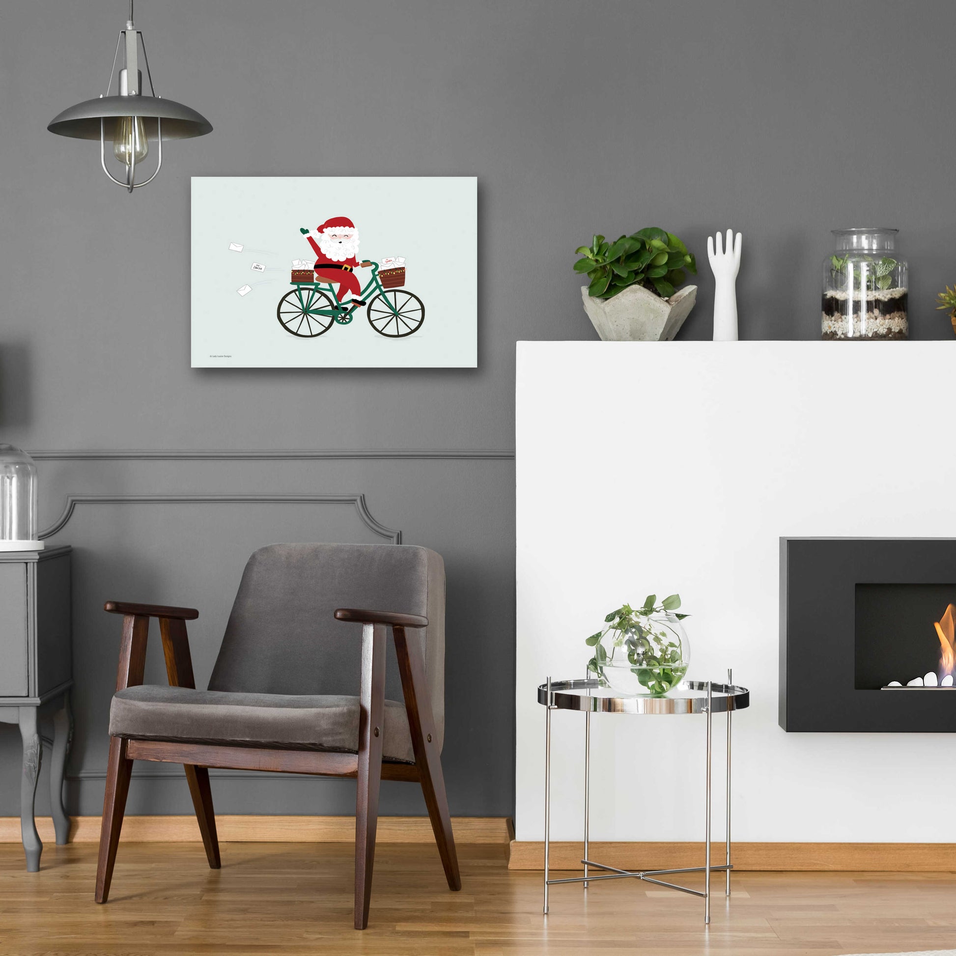 Epic Art 'Santa Bike' by Lady Louise Designs, Acrylic Glass Wall Art,24x16