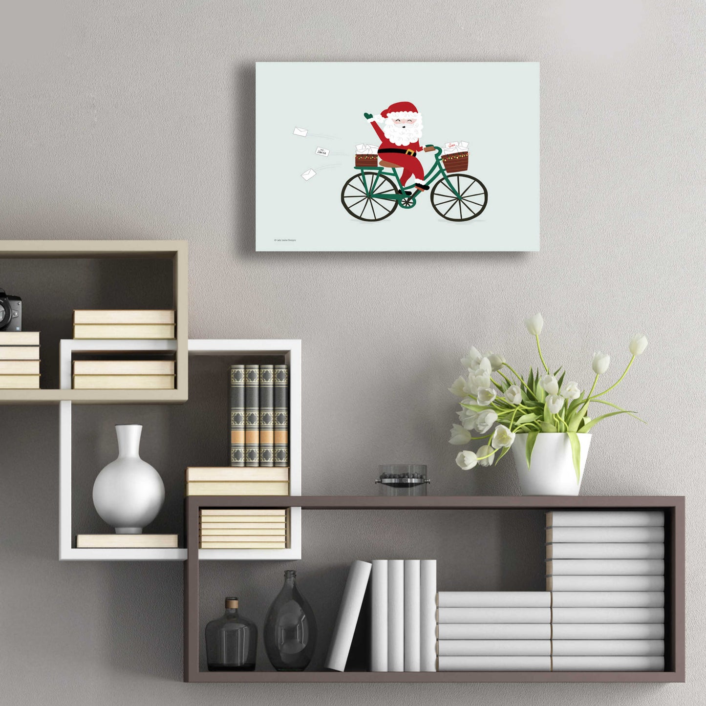 Epic Art 'Santa Bike' by Lady Louise Designs, Acrylic Glass Wall Art,24x16