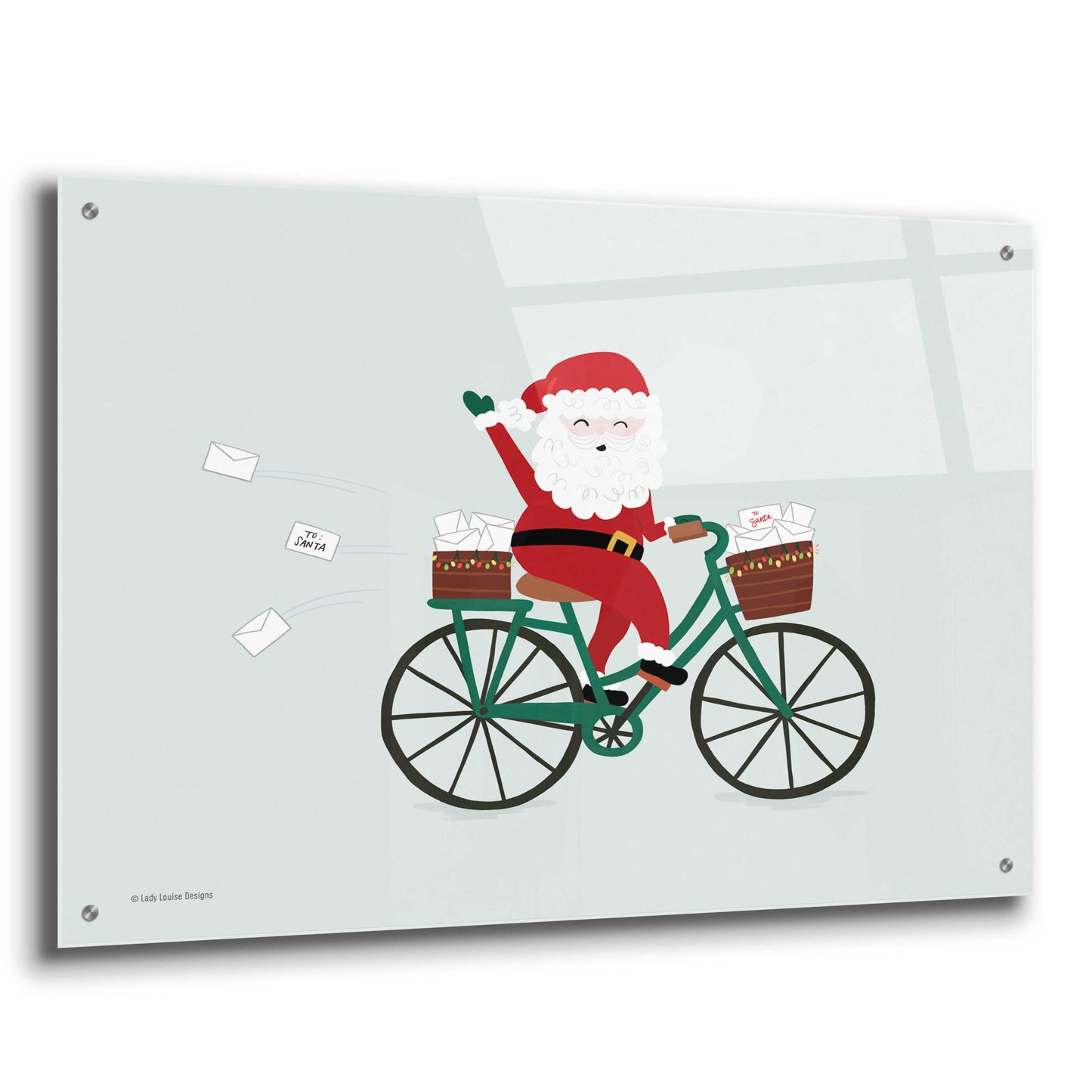 Epic Art 'Santa Bike' by Lady Louise Designs, Acrylic Glass Wall Art,36x24