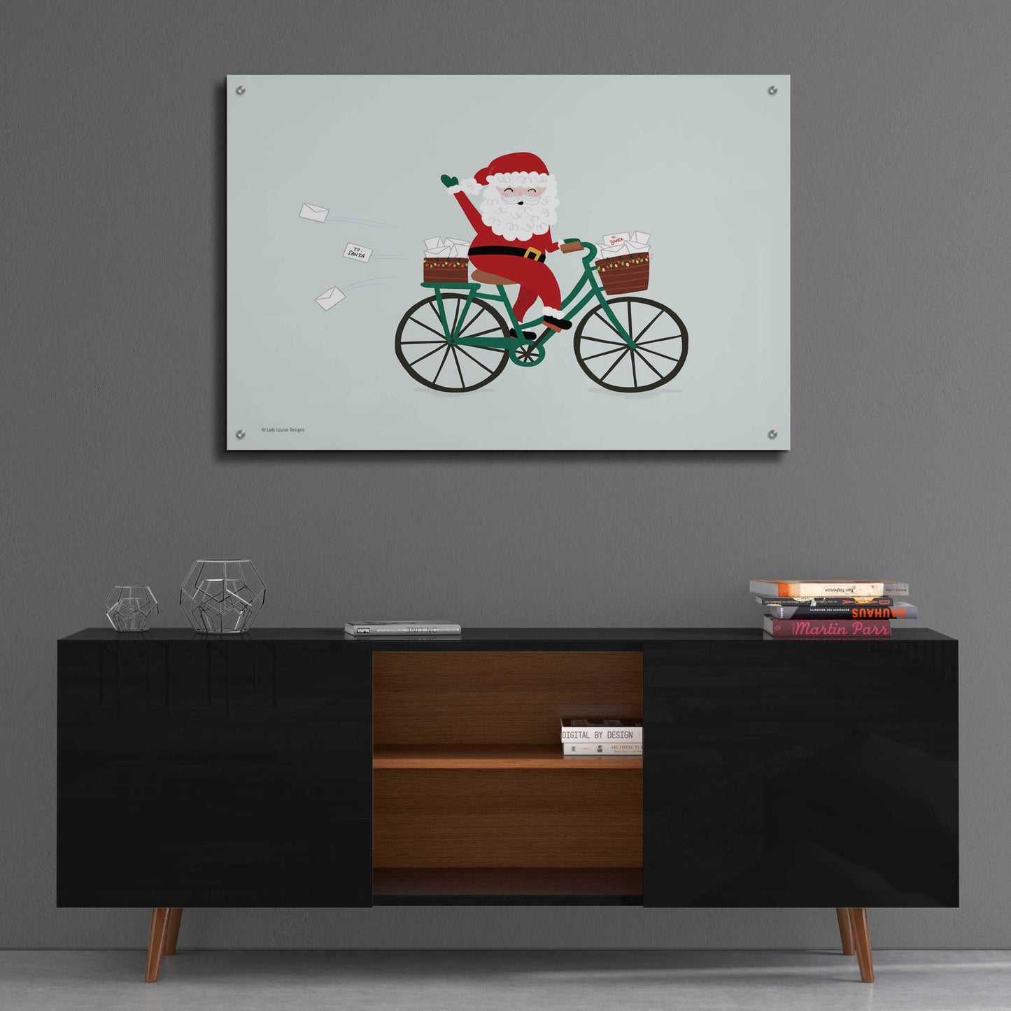 Epic Art 'Santa Bike' by Lady Louise Designs, Acrylic Glass Wall Art,36x24