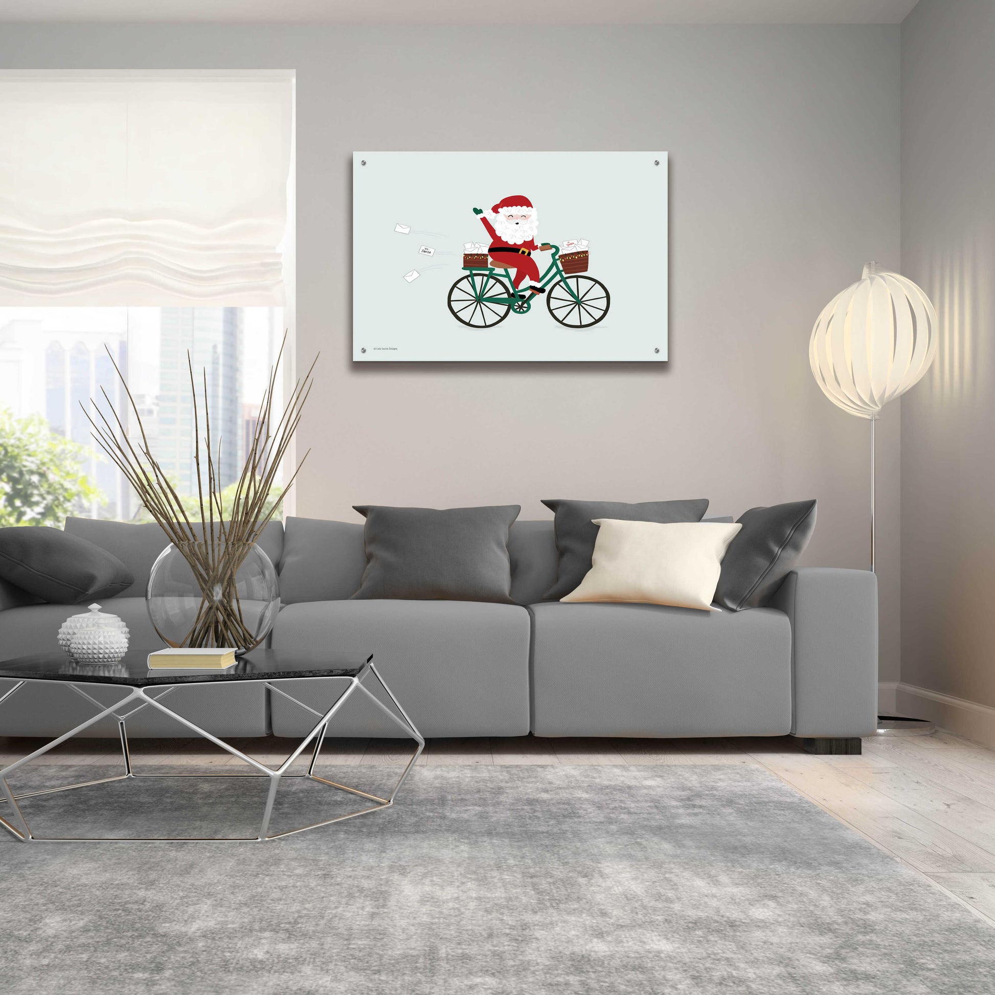 Epic Art 'Santa Bike' by Lady Louise Designs, Acrylic Glass Wall Art,36x24