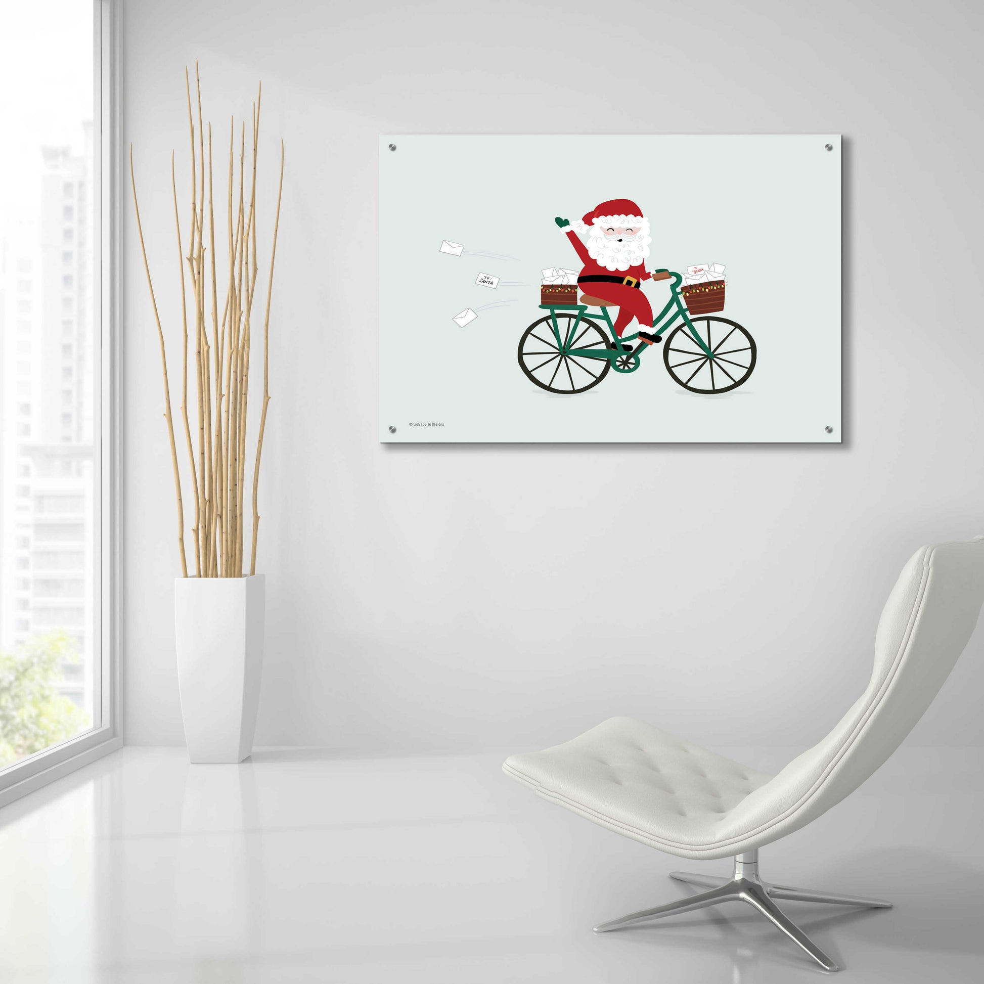 Epic Art 'Santa Bike' by Lady Louise Designs, Acrylic Glass Wall Art,36x24