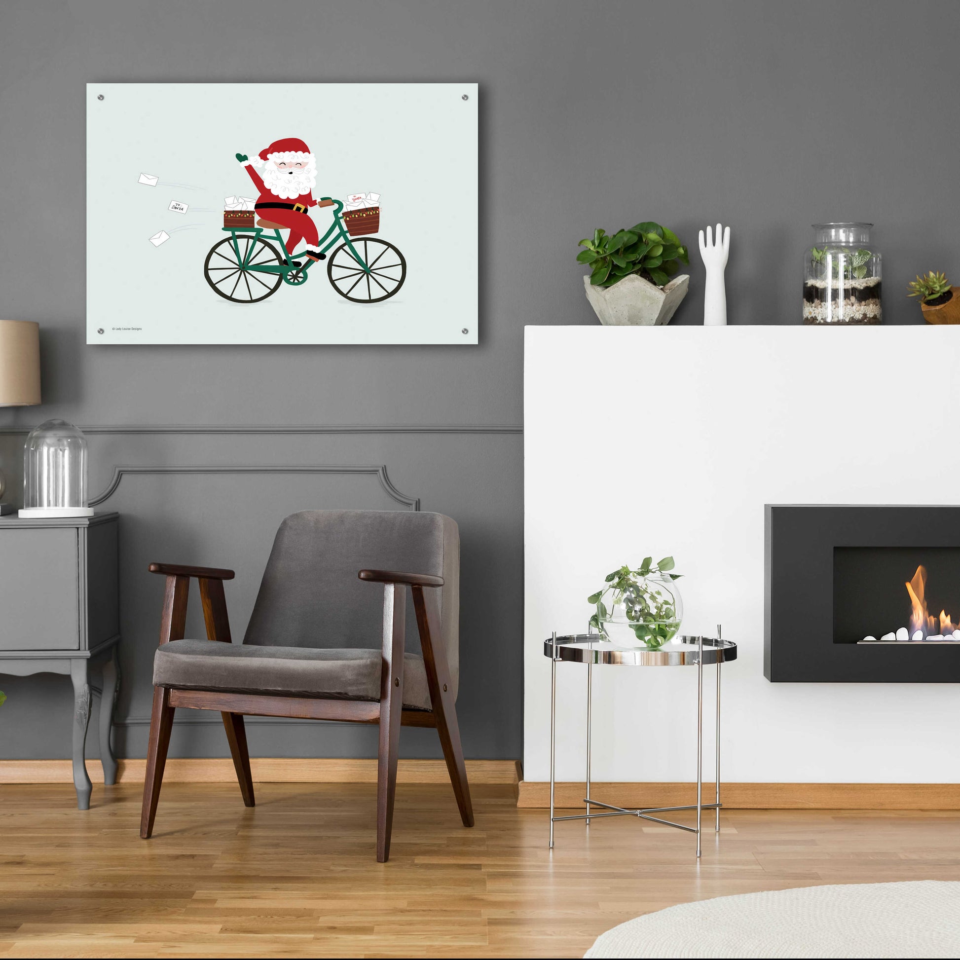 Epic Art 'Santa Bike' by Lady Louise Designs, Acrylic Glass Wall Art,36x24