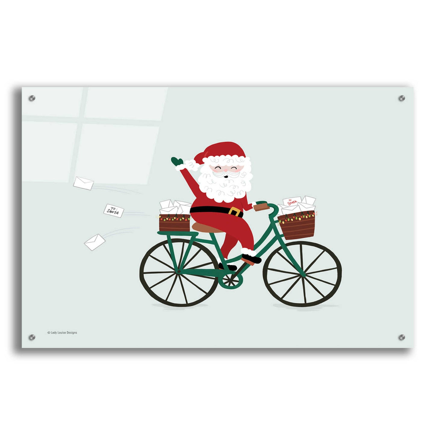 Epic Art 'Santa Bike' by Lady Louise Designs, Acrylic Glass Wall Art,36x24