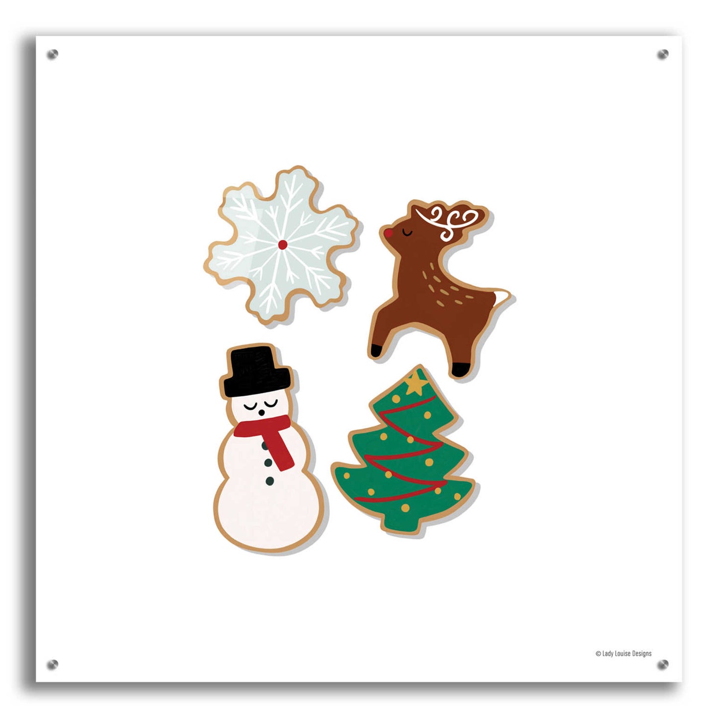Epic Art 'Christmas Cookies' by Lady Louise Designs, Acrylic Glass Wall Art,36x36