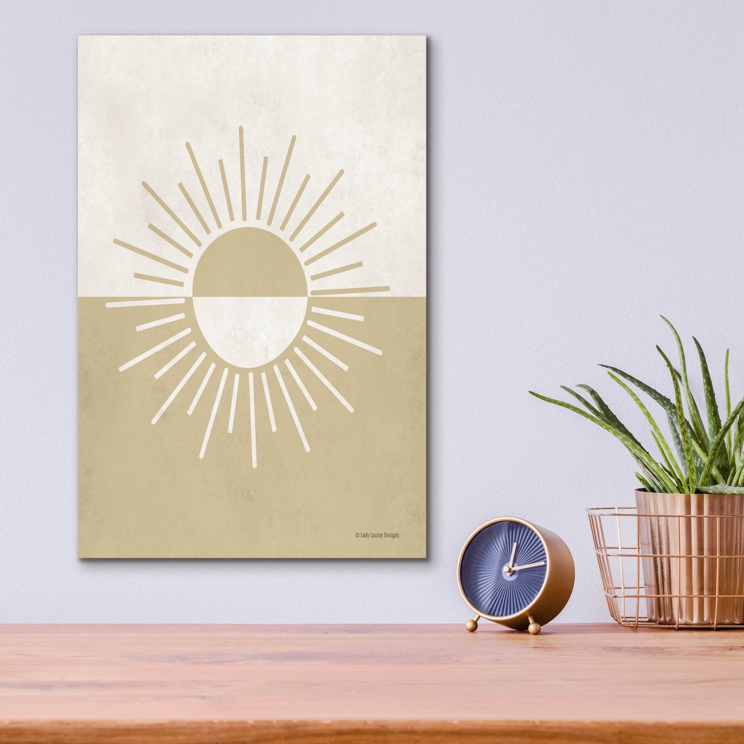 Epic Art 'Neutral Nursery Half Sun    ' by Lady Louise Designs, Acrylic Glass Wall Art,12x16