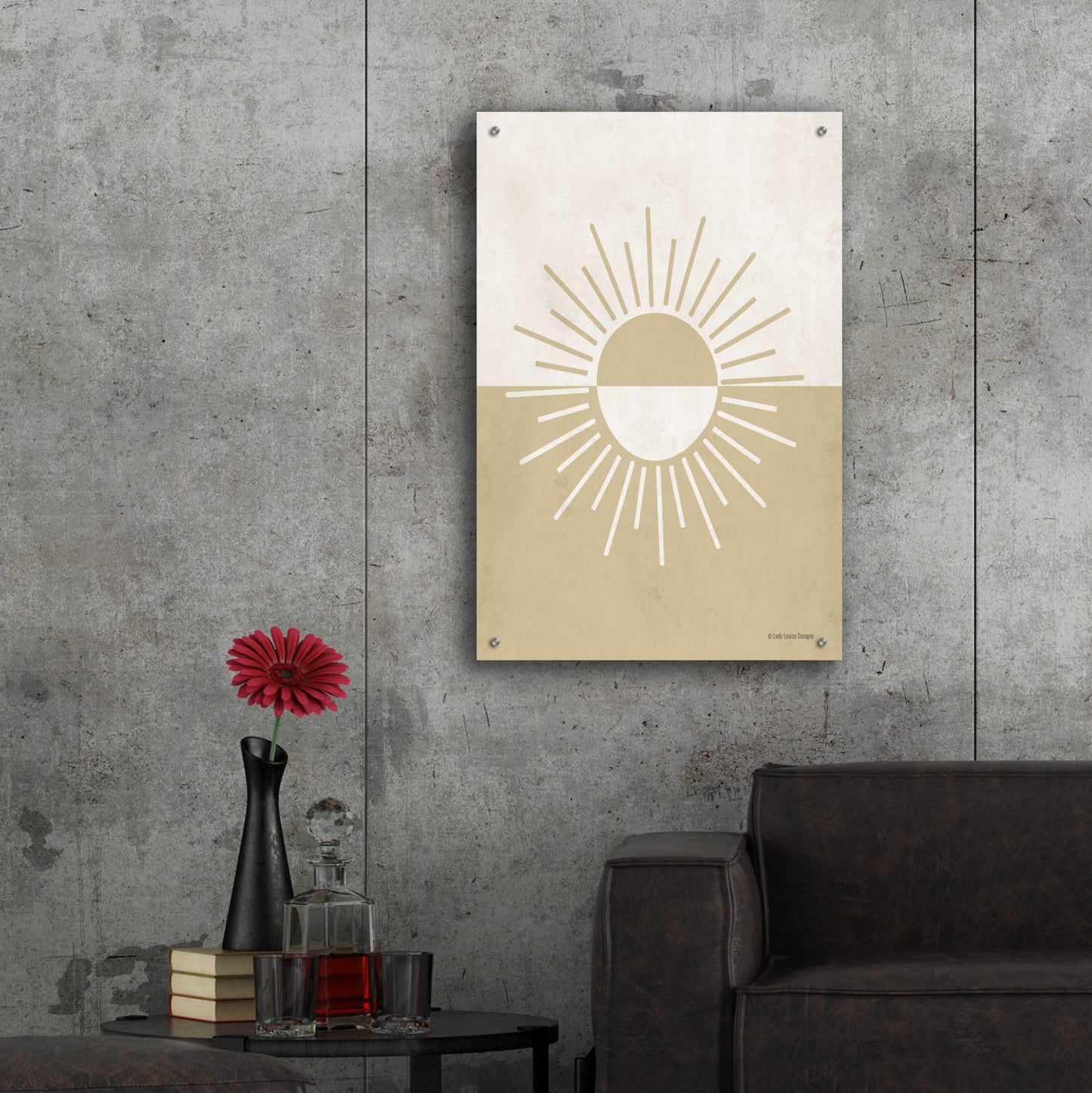 Epic Art 'Neutral Nursery Half Sun    ' by Lady Louise Designs, Acrylic Glass Wall Art,24x36