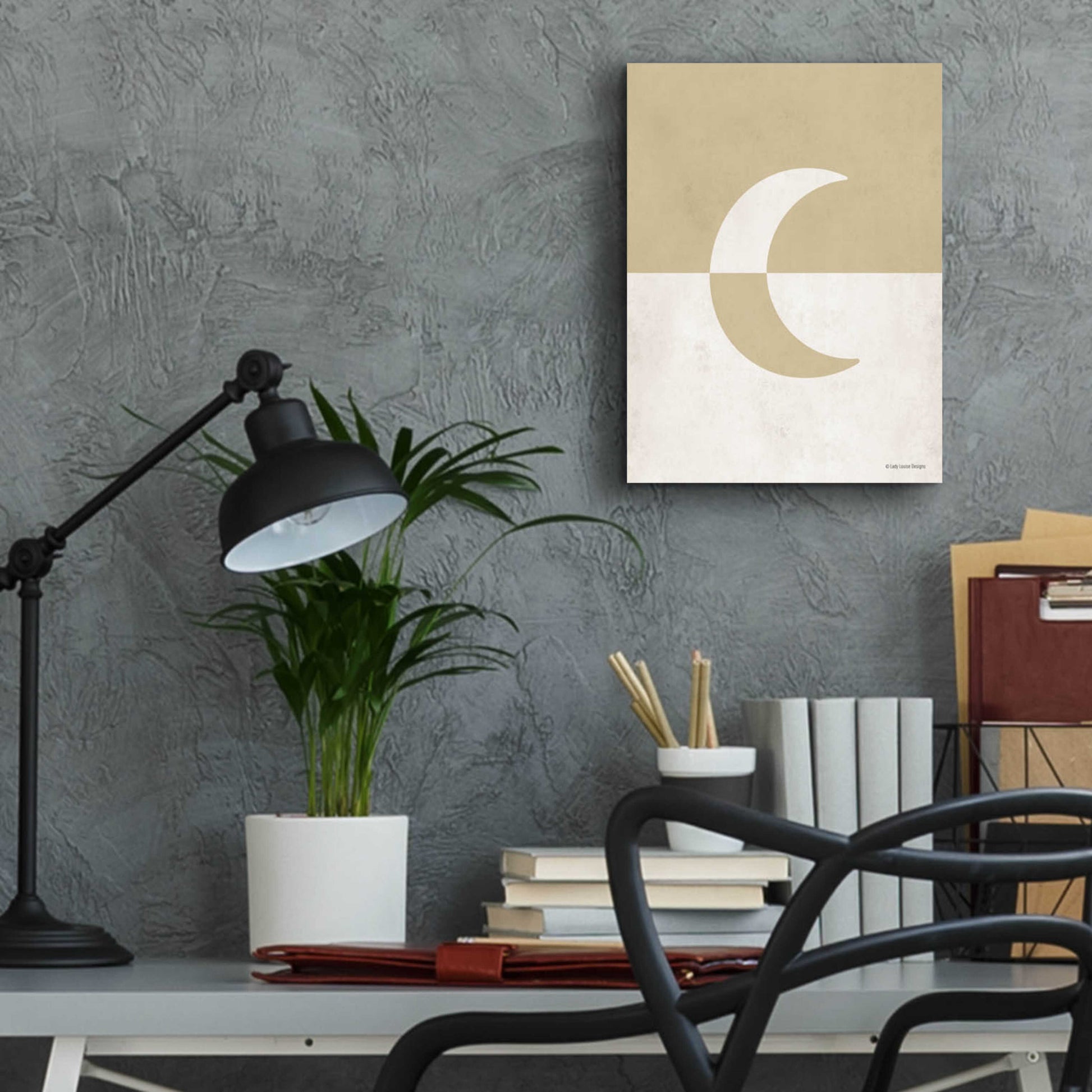 Epic Art 'Neutral Nursery Half Moon    ' by Lady Louise Designs, Acrylic Glass Wall Art,12x16