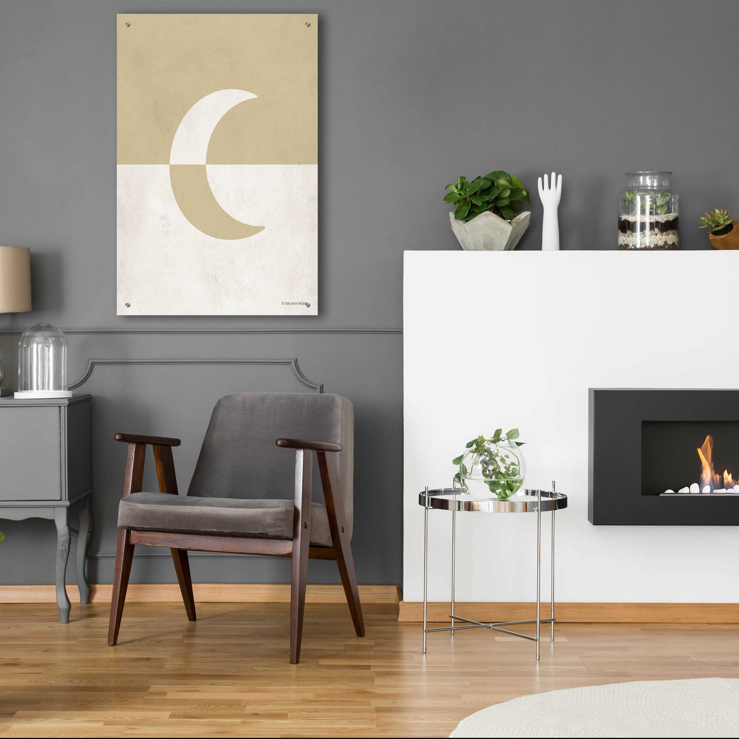 Epic Art 'Neutral Nursery Half Moon    ' by Lady Louise Designs, Acrylic Glass Wall Art,24x36