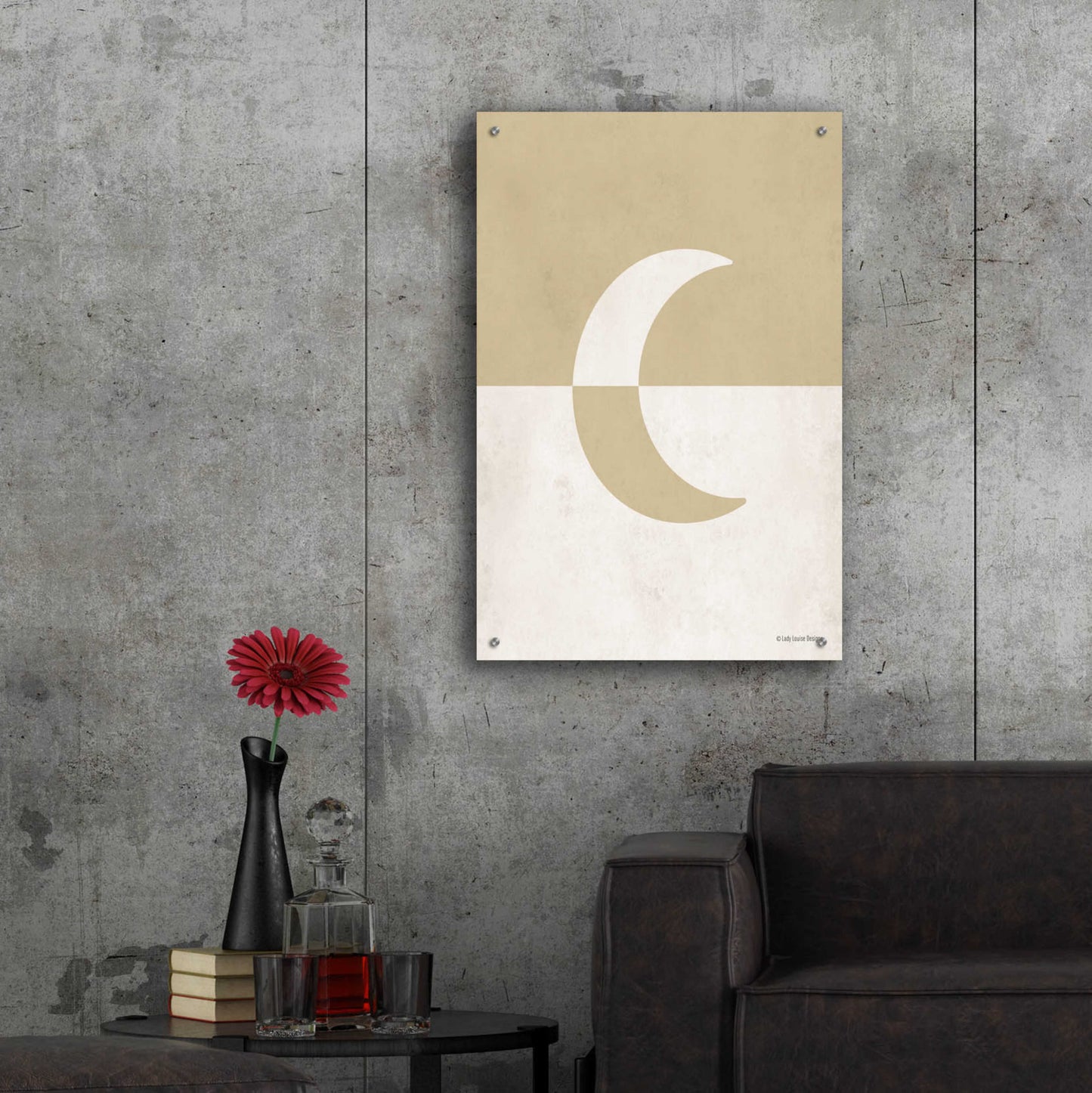 Epic Art 'Neutral Nursery Half Moon    ' by Lady Louise Designs, Acrylic Glass Wall Art,24x36