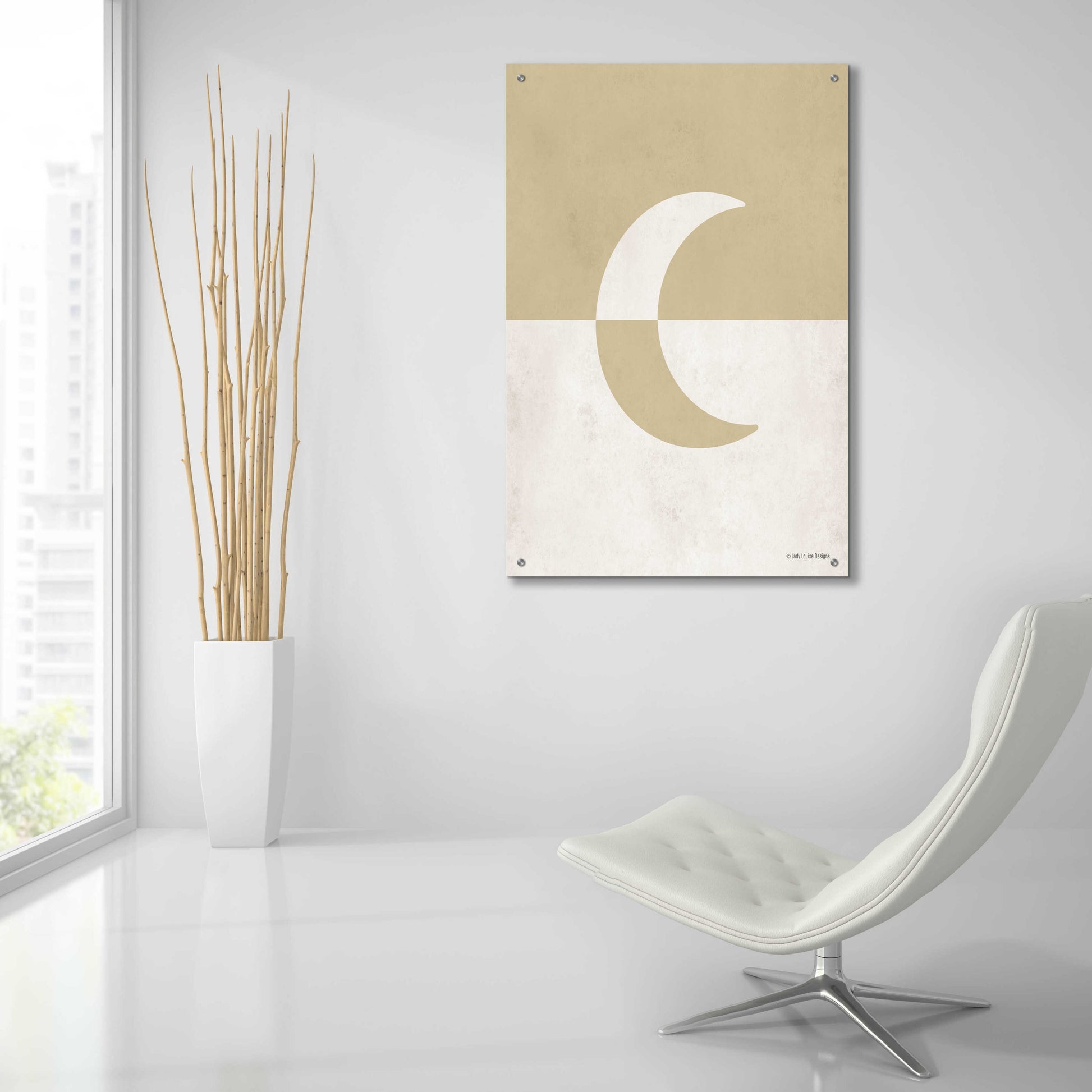 Epic Art 'Neutral Nursery Half Moon    ' by Lady Louise Designs, Acrylic Glass Wall Art,24x36