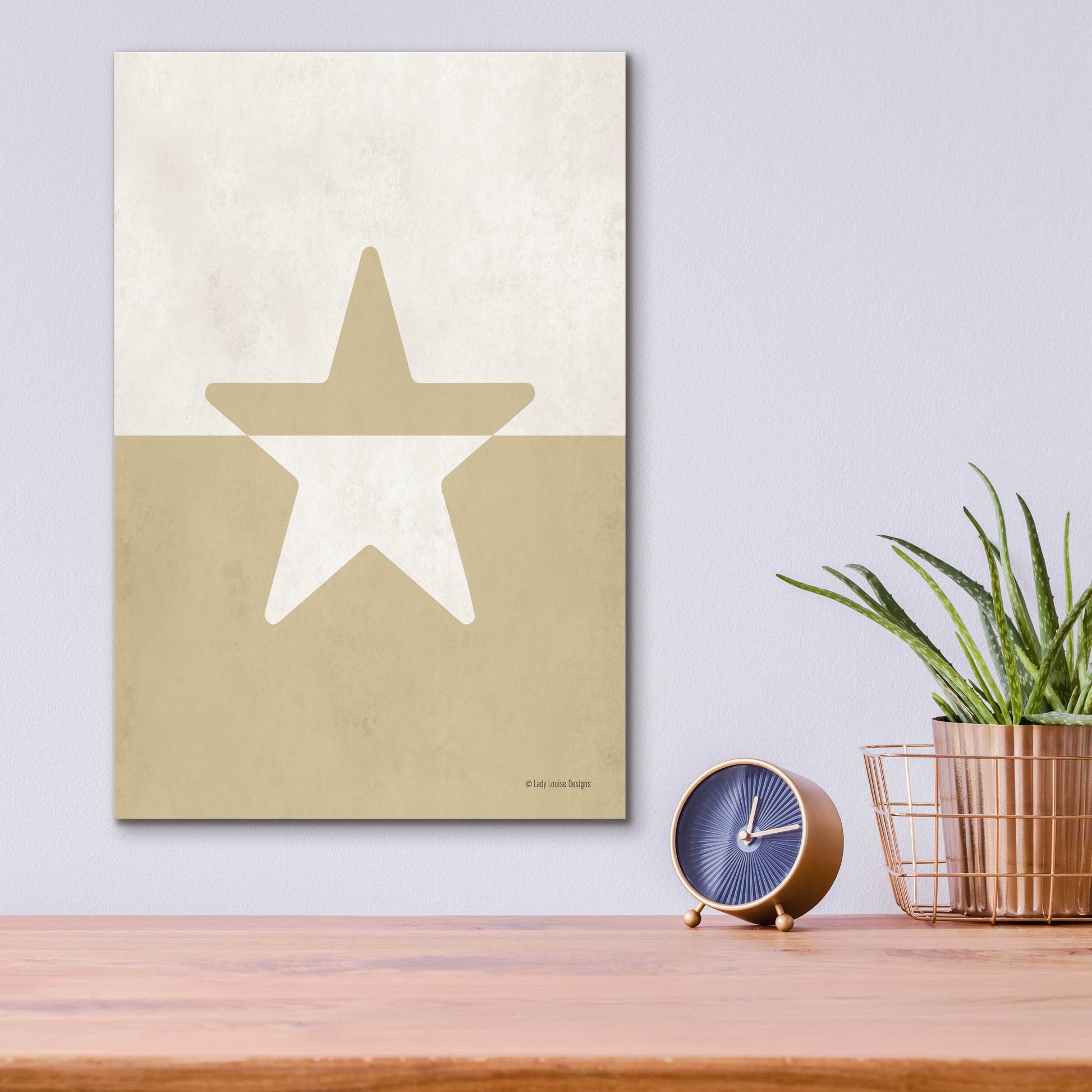 Epic Art 'Neutral Nursery Half Star    ' by Lady Louise Designs, Acrylic Glass Wall Art,12x16