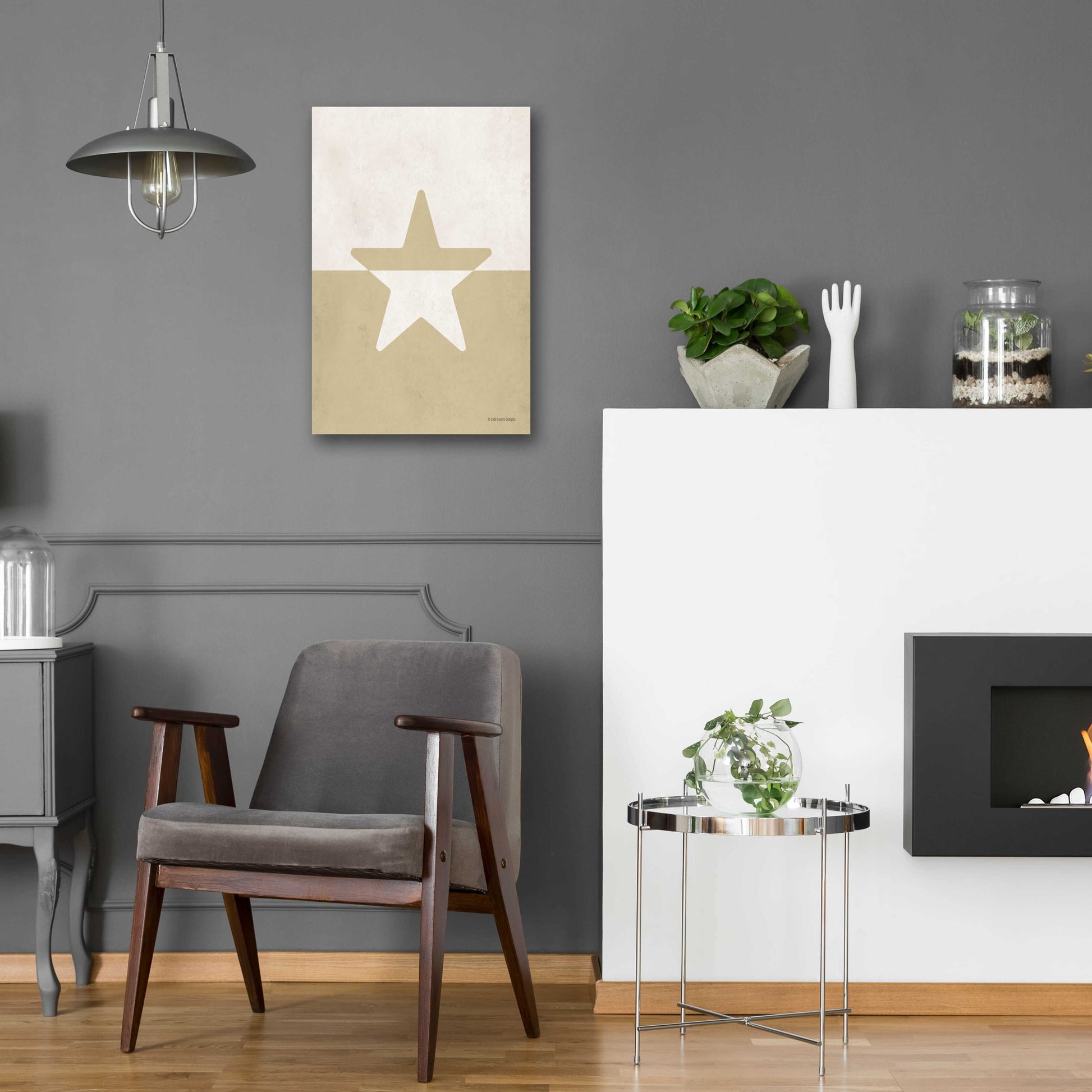 Epic Art 'Neutral Nursery Half Star    ' by Lady Louise Designs, Acrylic Glass Wall Art,16x24