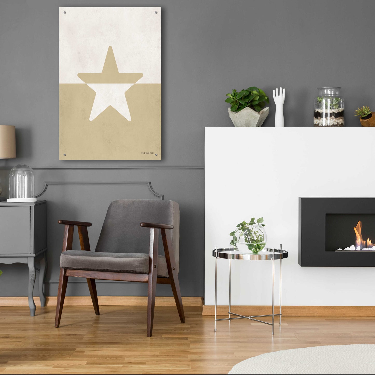 Epic Art 'Neutral Nursery Half Star    ' by Lady Louise Designs, Acrylic Glass Wall Art,24x36