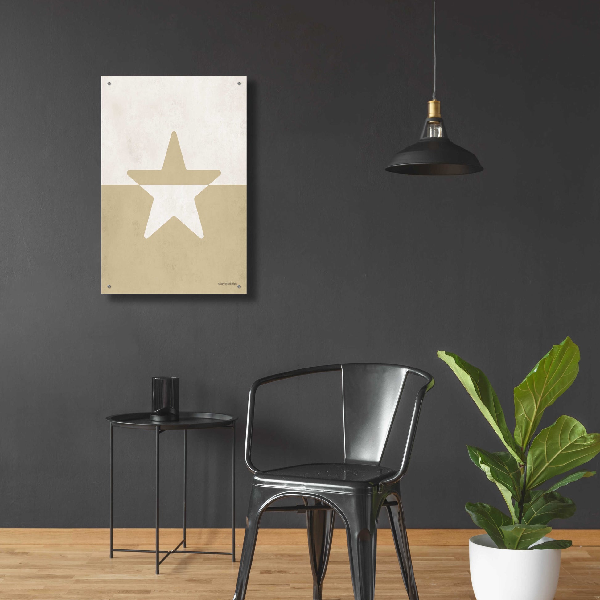 Epic Art 'Neutral Nursery Half Star    ' by Lady Louise Designs, Acrylic Glass Wall Art,24x36