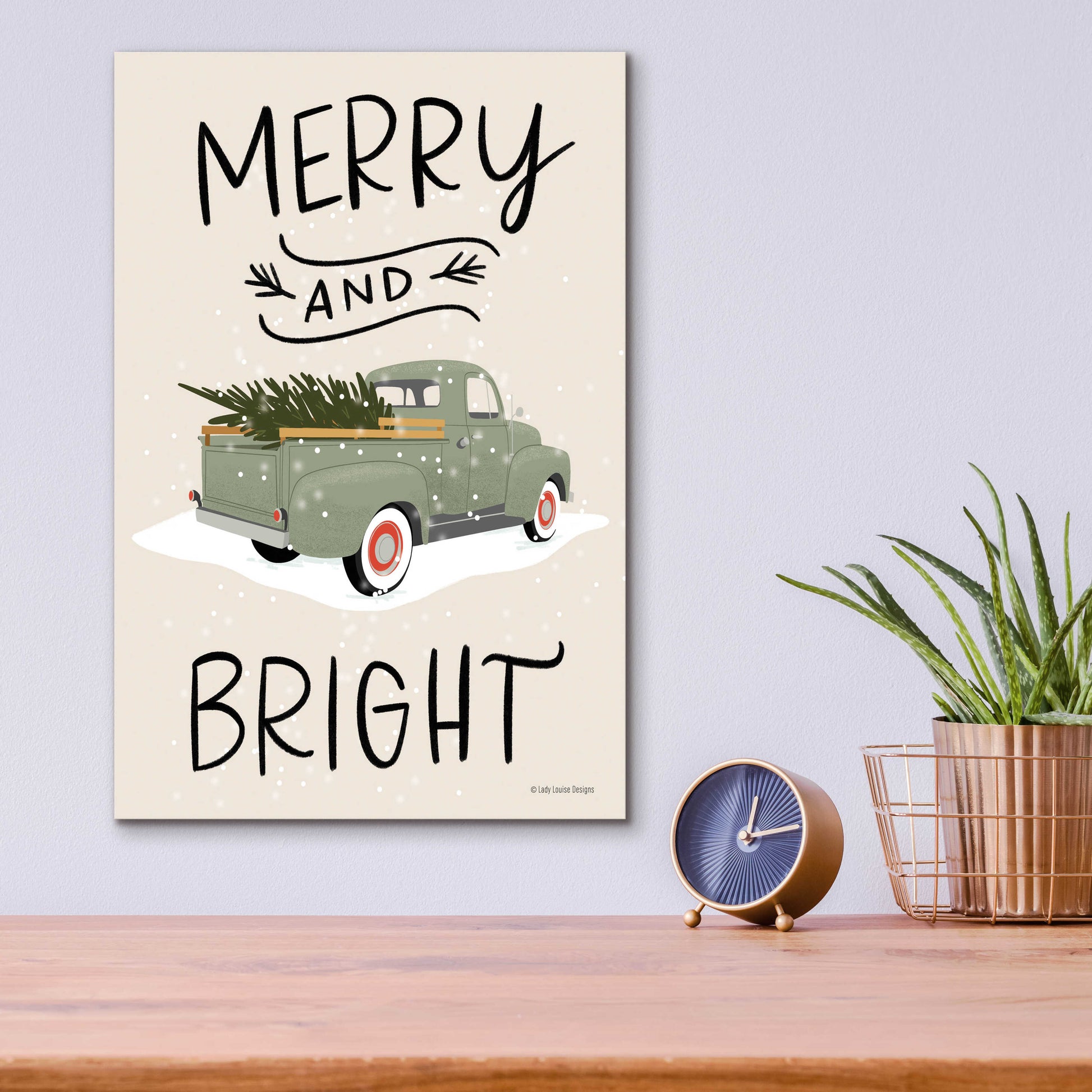 Epic Art 'Merry Truck' by Lady Louise Designs, Acrylic Glass Wall Art,12x16