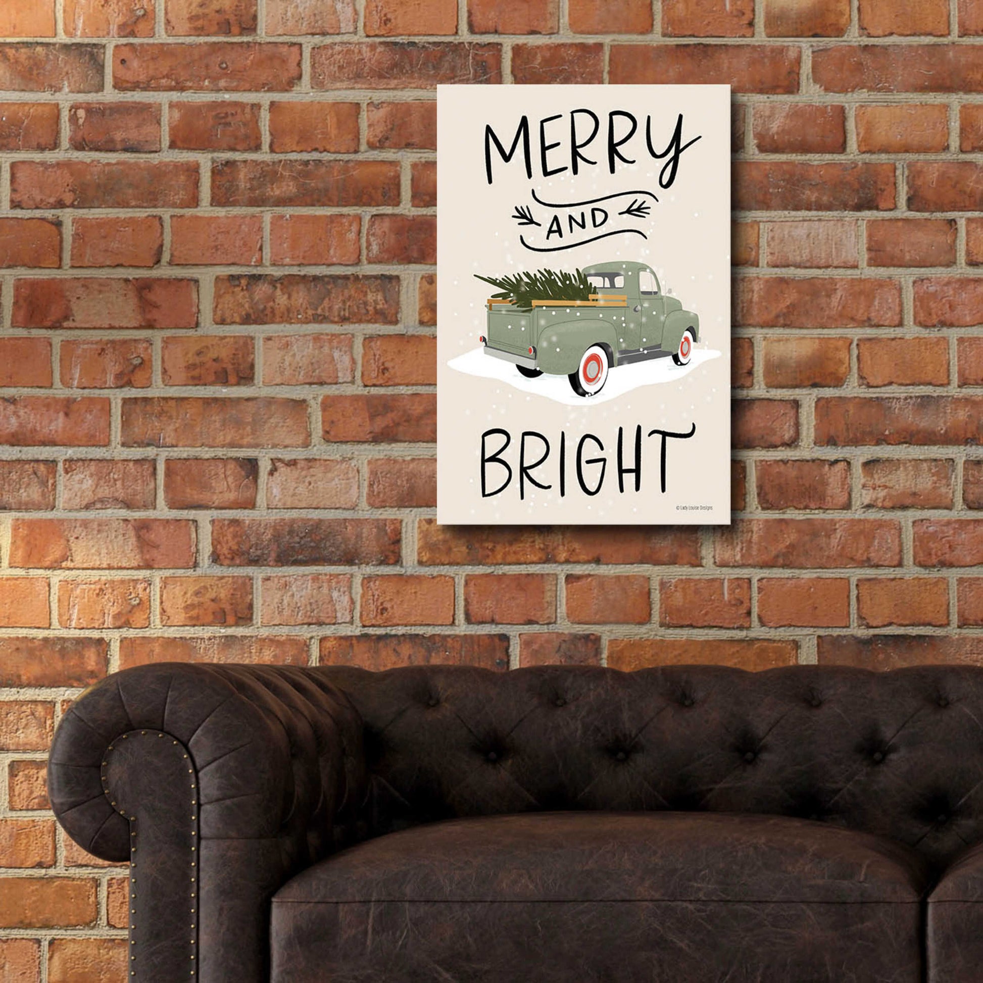 Epic Art 'Merry Truck' by Lady Louise Designs, Acrylic Glass Wall Art,16x24