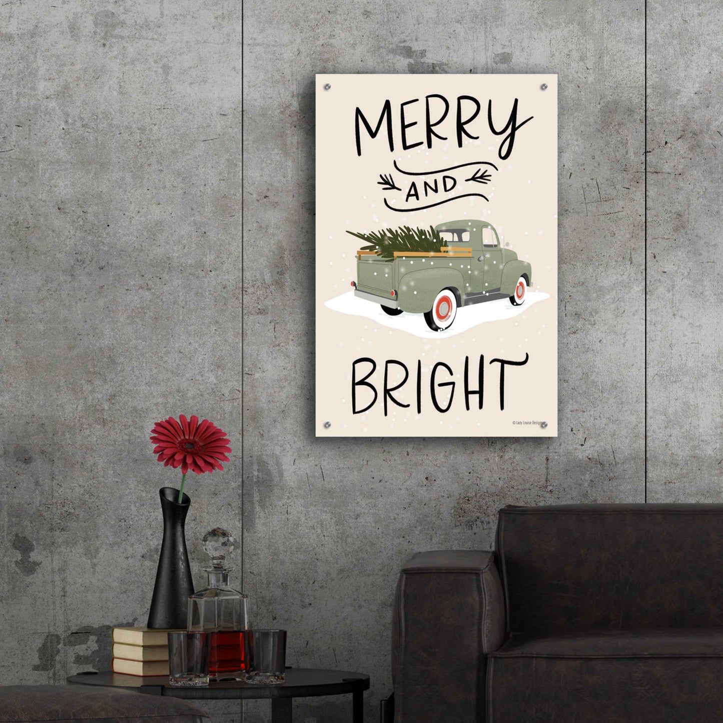 Epic Art 'Merry Truck' by Lady Louise Designs, Acrylic Glass Wall Art,24x36