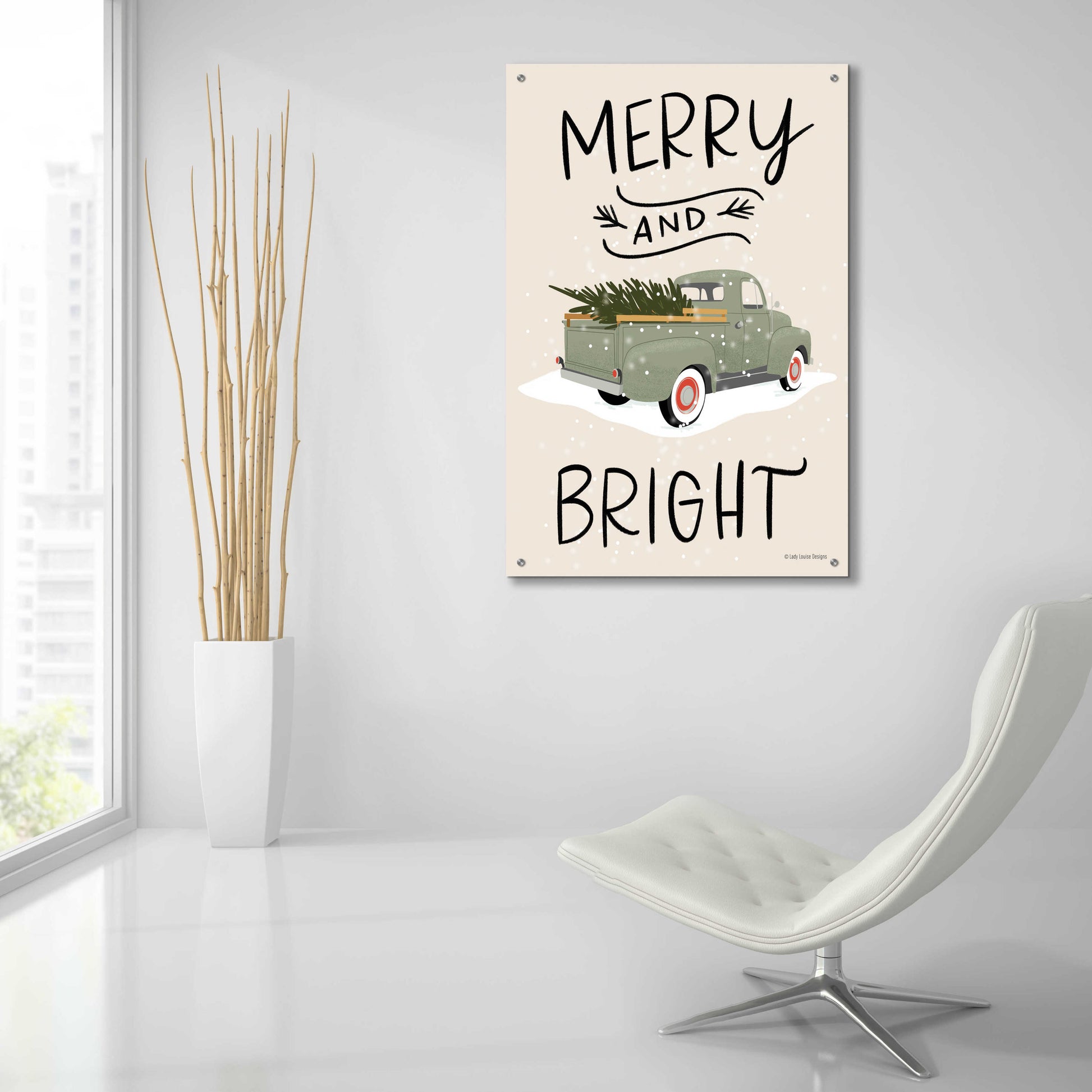 Epic Art 'Merry Truck' by Lady Louise Designs, Acrylic Glass Wall Art,24x36