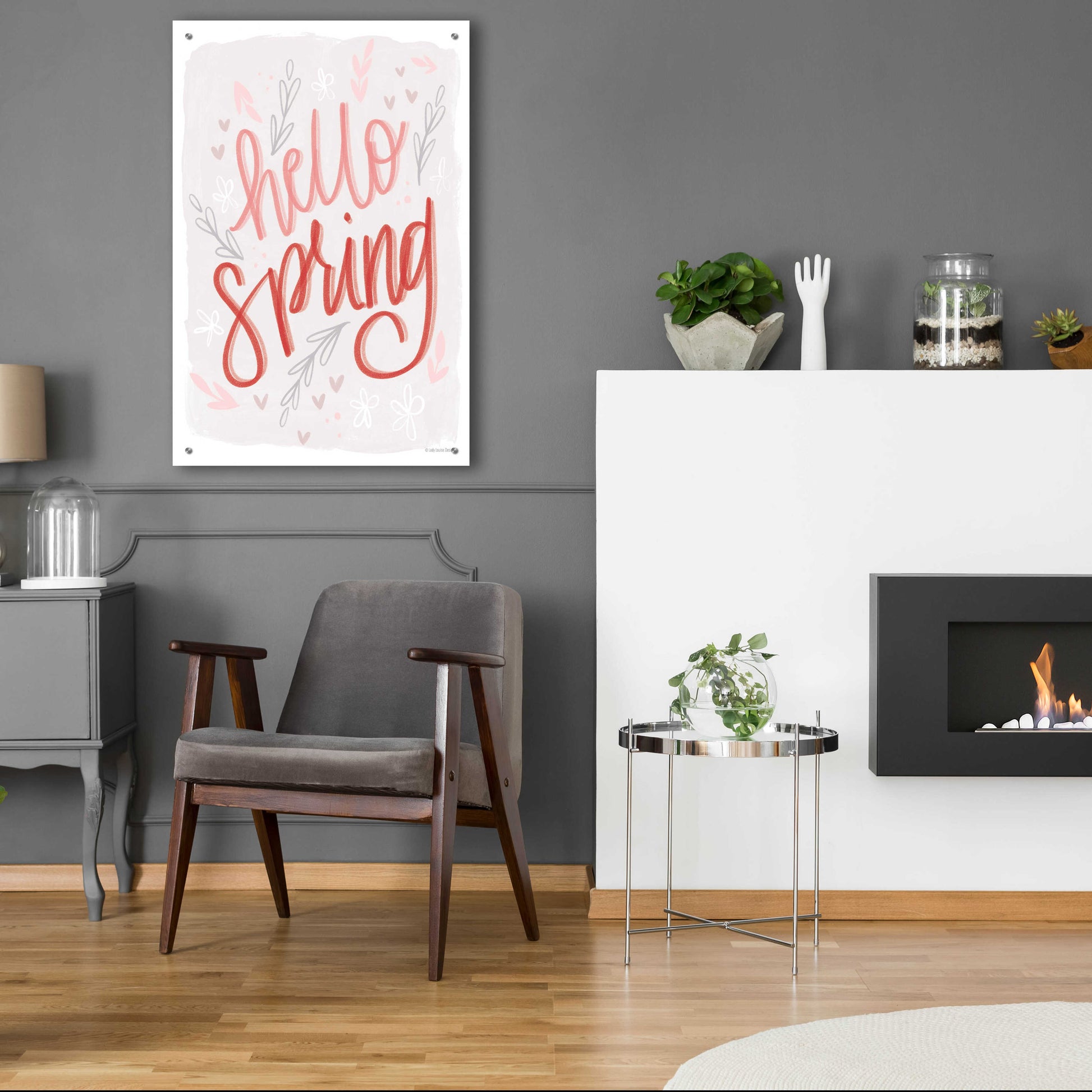 Epic Art 'Hello Spring' by Lady Louise Designs, Acrylic Glass Wall Art,24x36