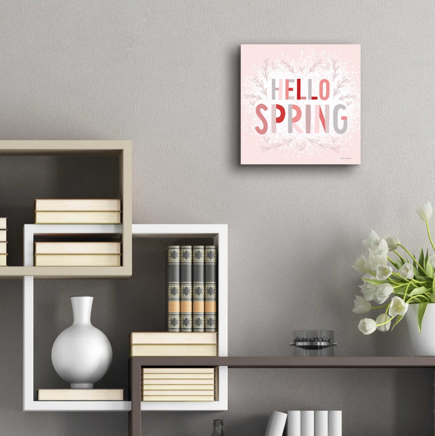 Epic Art 'Hello Spring Pink' by Lady Louise Designs, Acrylic Glass Wall Art,12x12