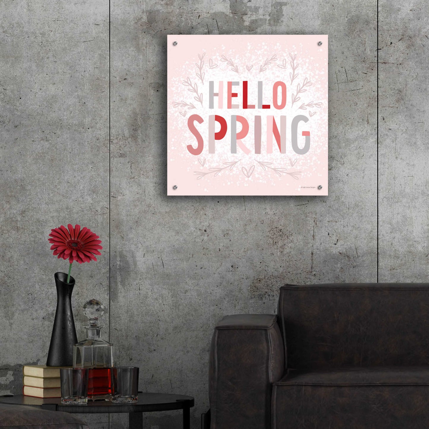 Epic Art 'Hello Spring Pink' by Lady Louise Designs, Acrylic Glass Wall Art,24x24