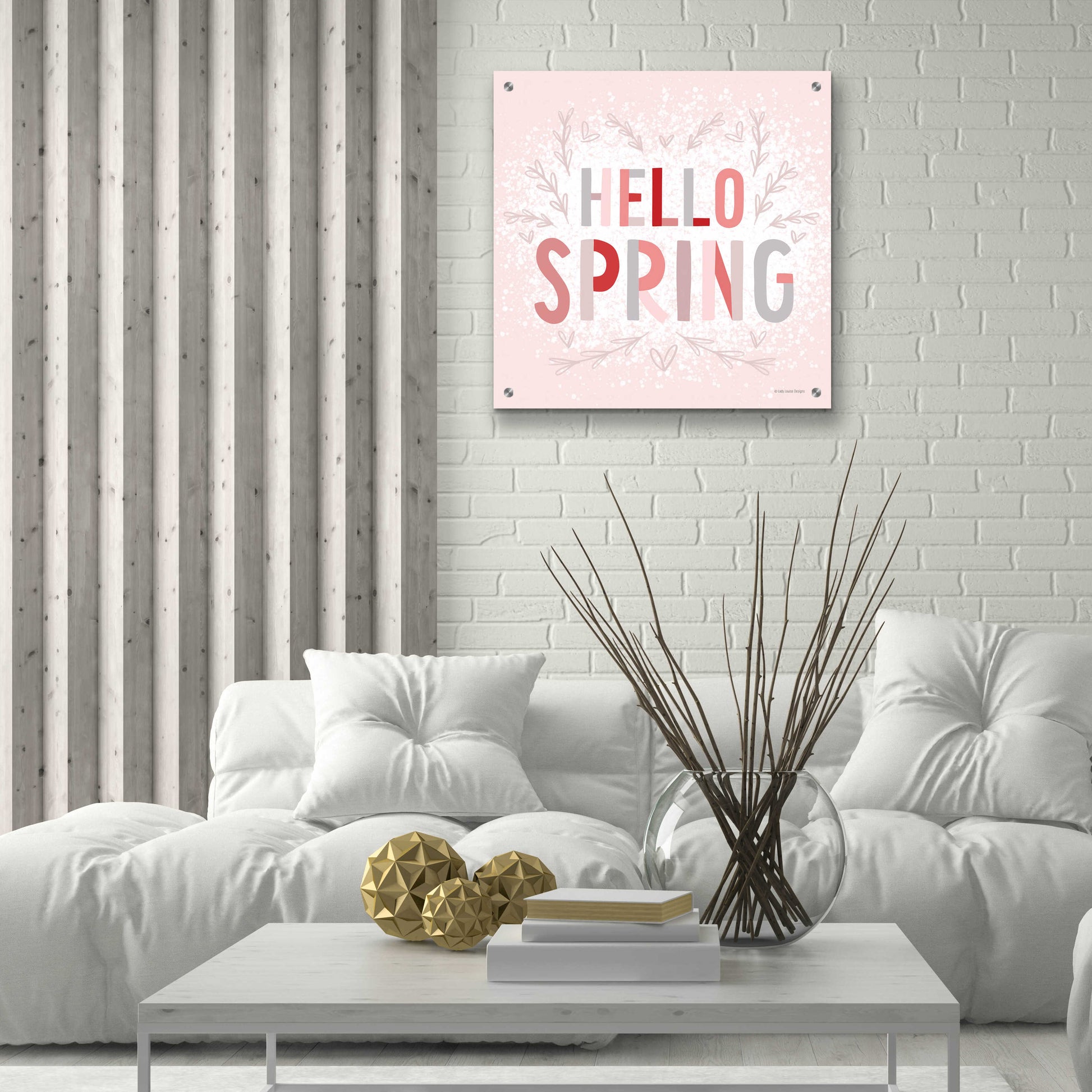 Epic Art 'Hello Spring Pink' by Lady Louise Designs, Acrylic Glass Wall Art,24x24