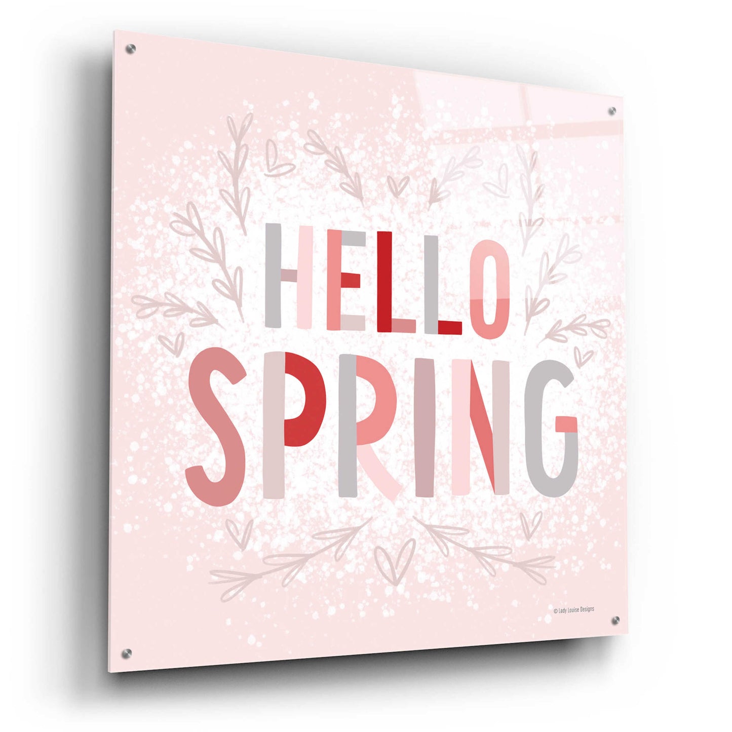 Epic Art 'Hello Spring Pink' by Lady Louise Designs, Acrylic Glass Wall Art,36x36