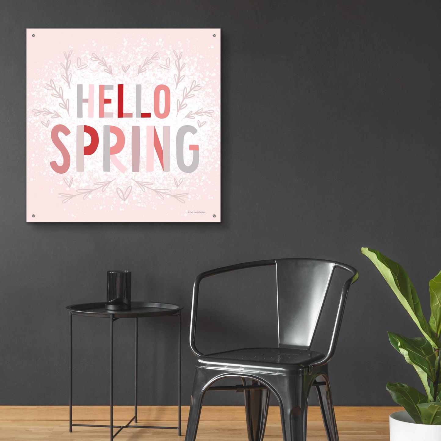 Epic Art 'Hello Spring Pink' by Lady Louise Designs, Acrylic Glass Wall Art,36x36