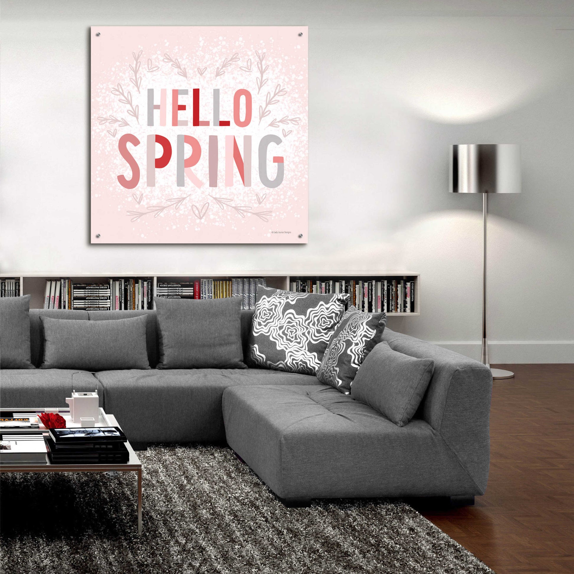 Epic Art 'Hello Spring Pink' by Lady Louise Designs, Acrylic Glass Wall Art,36x36