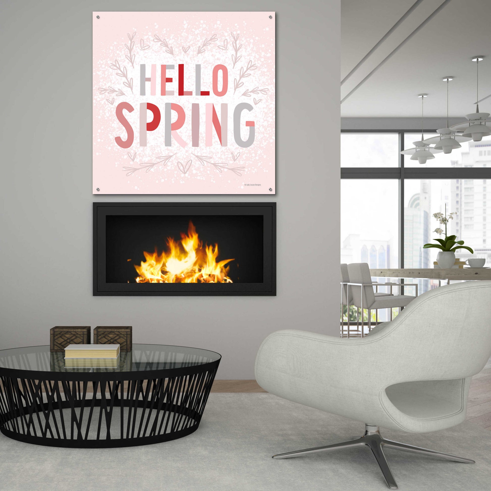 Epic Art 'Hello Spring Pink' by Lady Louise Designs, Acrylic Glass Wall Art,36x36