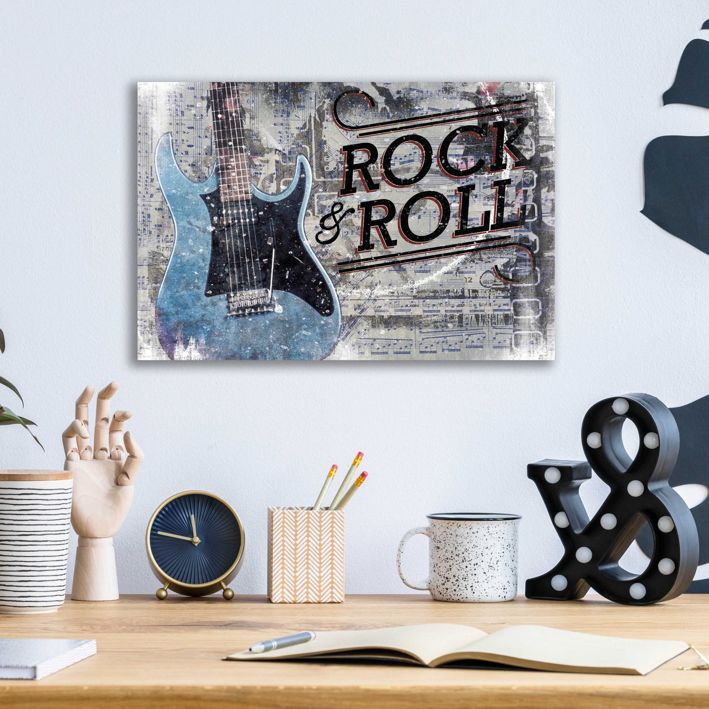 Epic Art 'Rock & Roll Guitar' by Cloverfield & Co, Acrylic Glass Wall Art,16x12