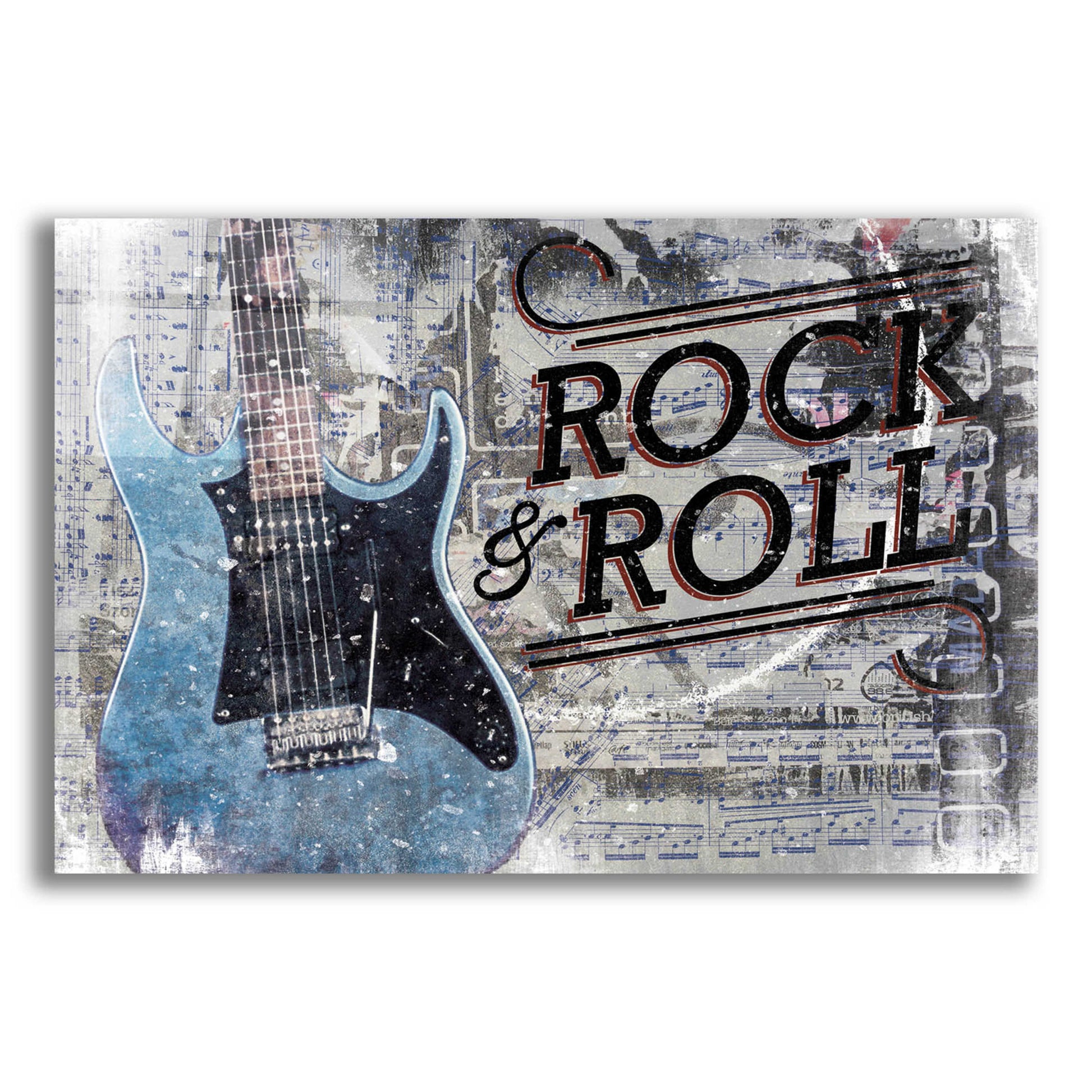 Epic Art 'Rock & Roll Guitar' by Cloverfield & Co, Acrylic Glass Wall Art,16x12