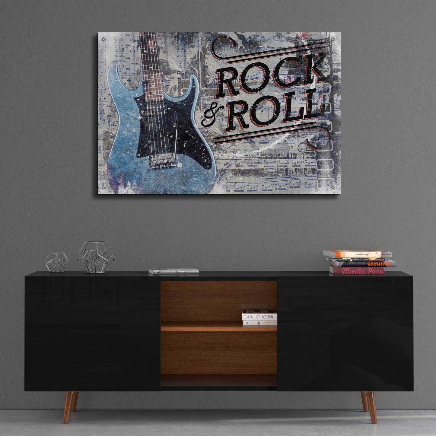 Epic Art 'Rock & Roll Guitar' by Cloverfield & Co, Acrylic Glass Wall Art,36x24