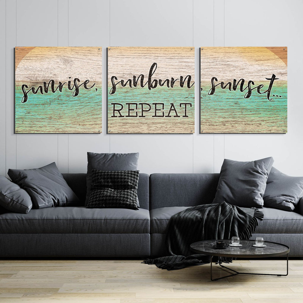 Sunrise, Sunburn, Sunset, Repeat by Cloverfield & Co. - 108x36 acrylic wall art in a room