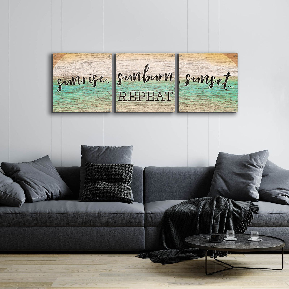 Sunrise, Sunburn, Sunset, Repeat by Cloverfield & Co. - 72x24 acrylic wall art in a room
