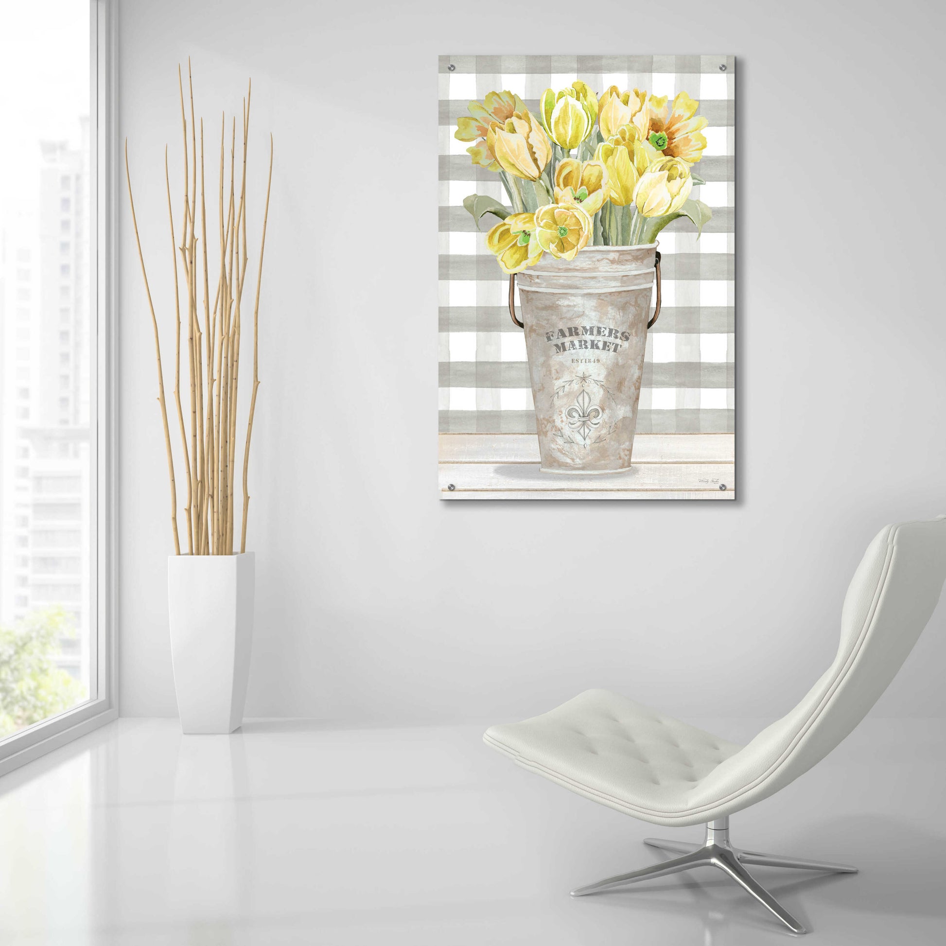 Epic Art 'Yellow Tulips II' by Cindy Jacobs, Acrylic Glass Wall Art,24x36