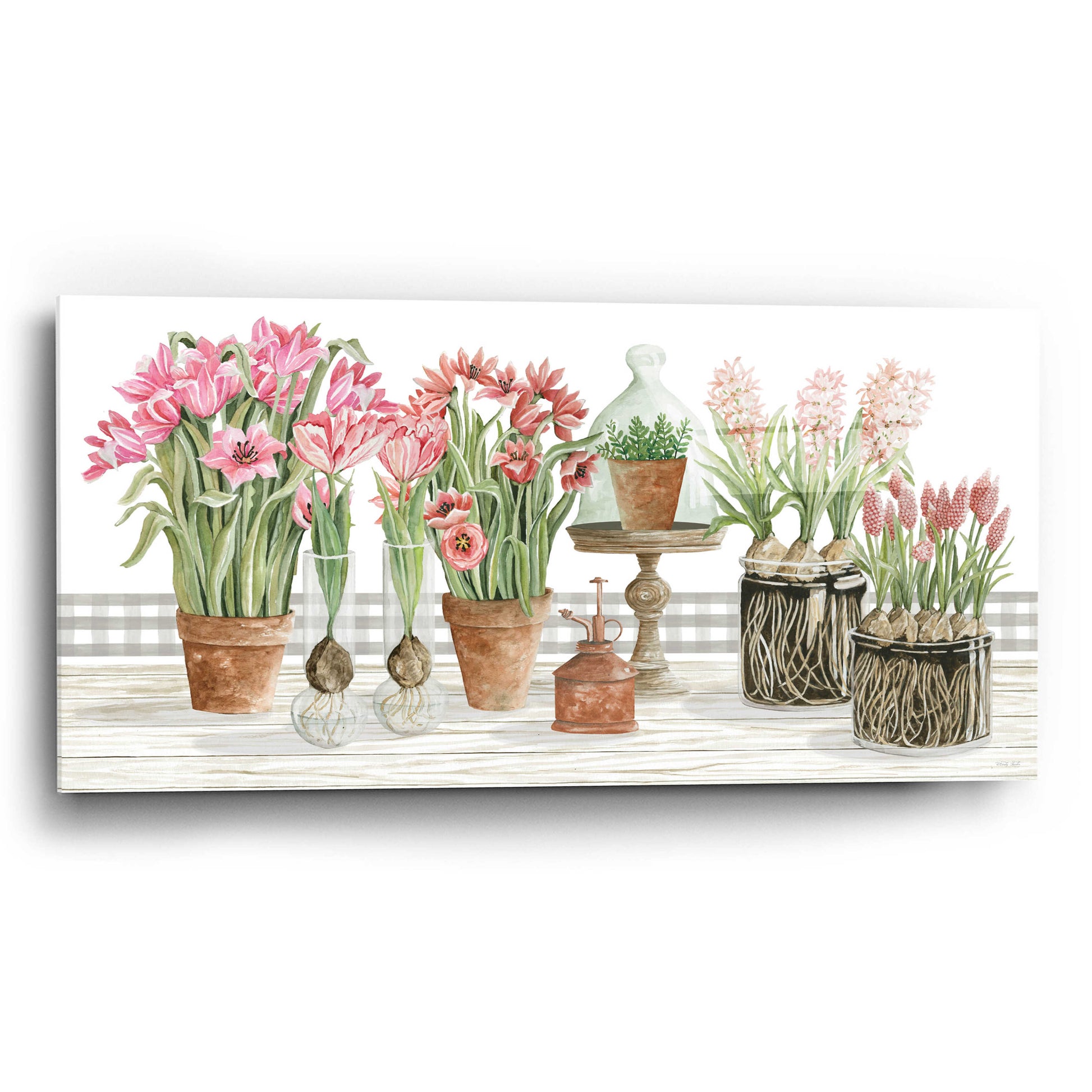 Epic Art 'Pink Spring Florals' by Cindy Jacobs, Acrylic Glass Wall Art,24x12