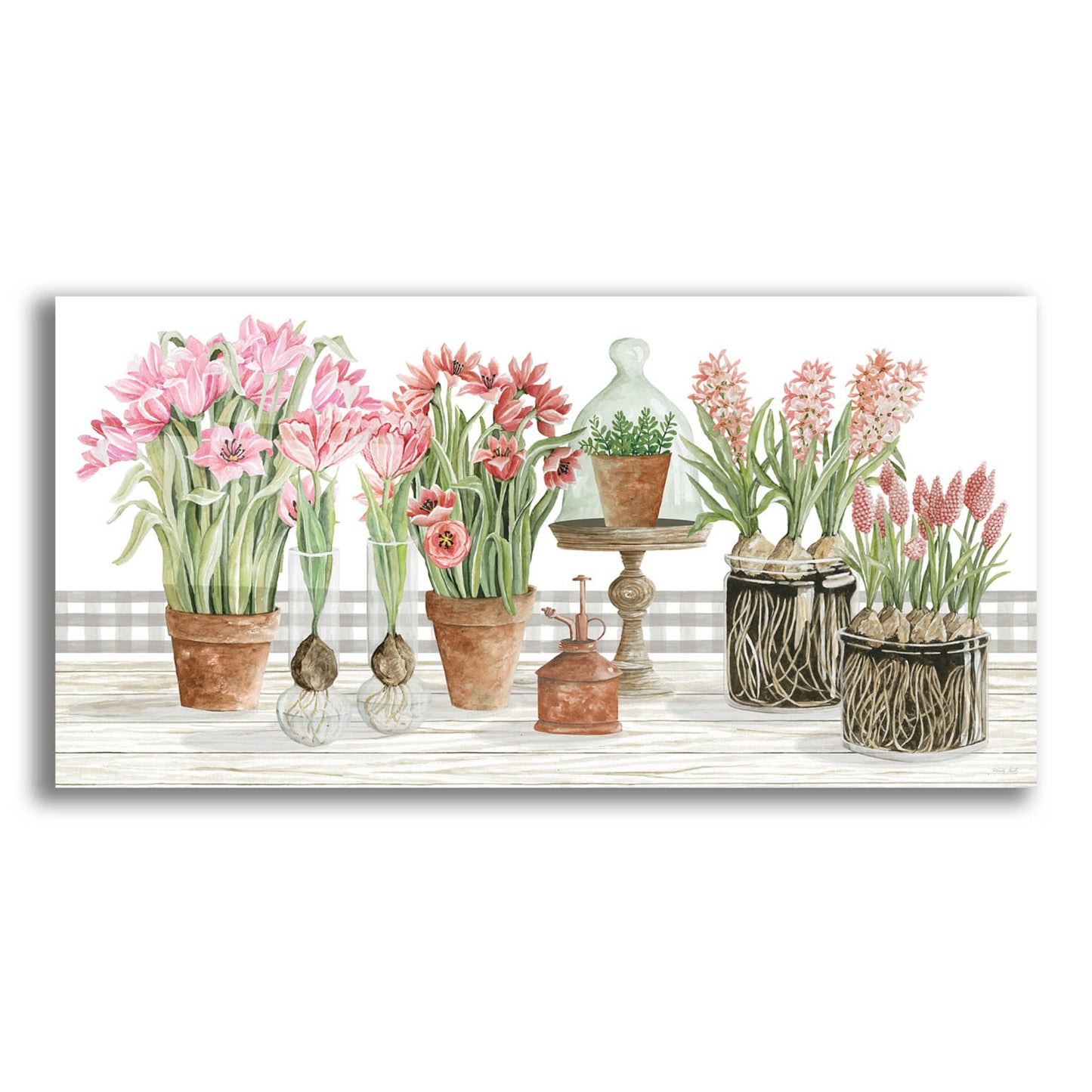 Epic Art 'Pink Spring Florals' by Cindy Jacobs, Acrylic Glass Wall Art,24x12