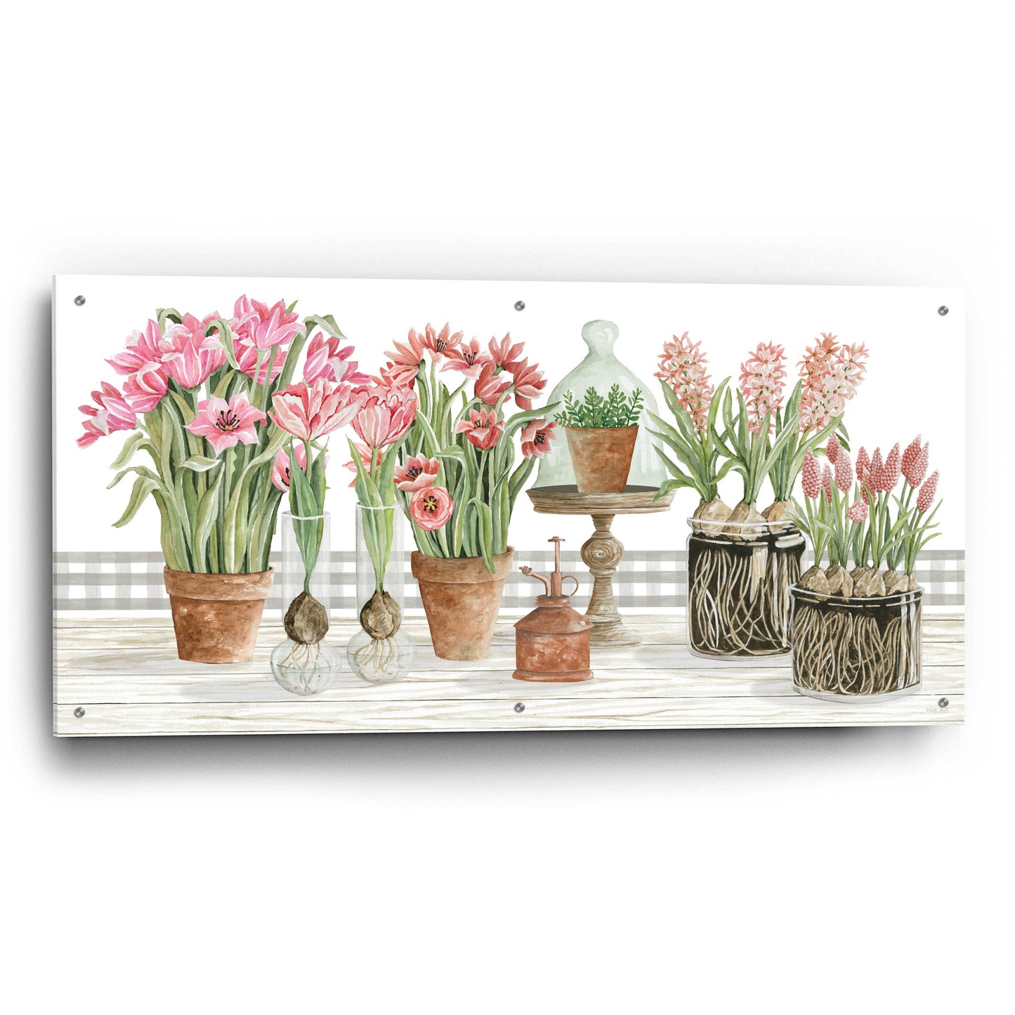 Epic Art 'Pink Spring Florals' by Cindy Jacobs, Acrylic Glass Wall Art,48x24