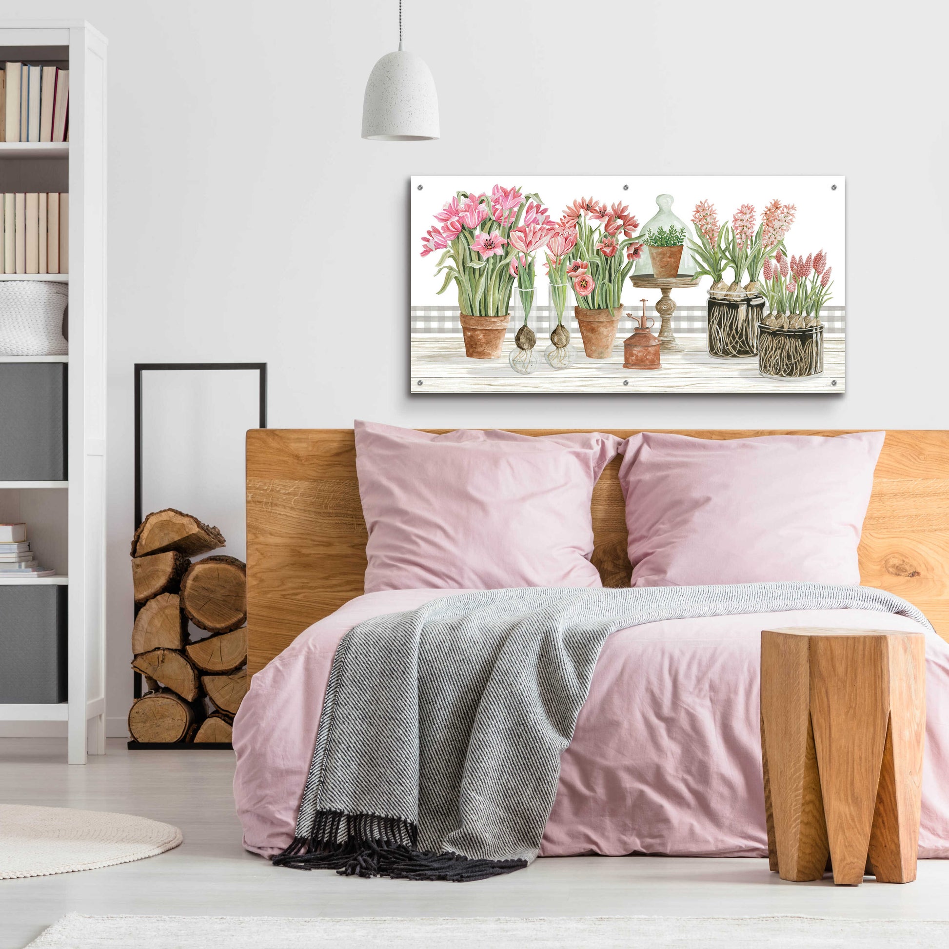 Epic Art 'Pink Spring Florals' by Cindy Jacobs, Acrylic Glass Wall Art,48x24