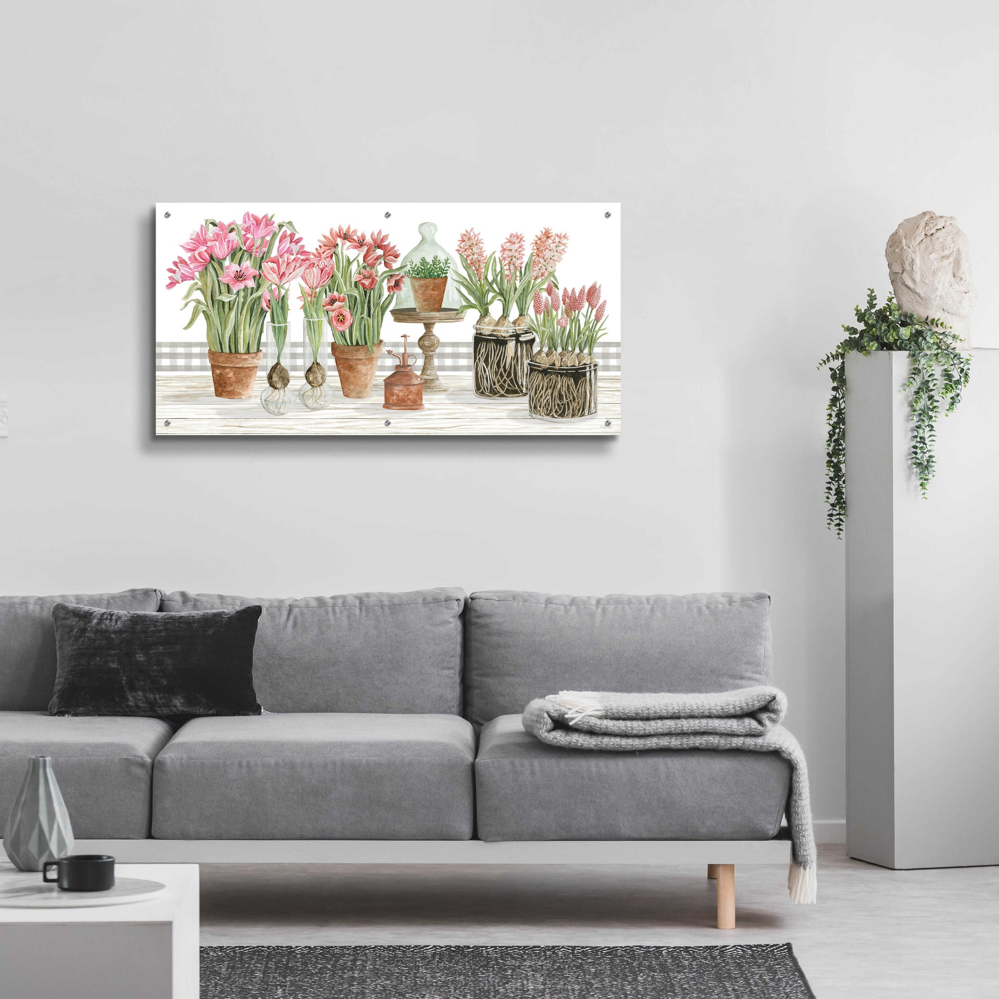 Epic Art 'Pink Spring Florals' by Cindy Jacobs, Acrylic Glass Wall Art,48x24