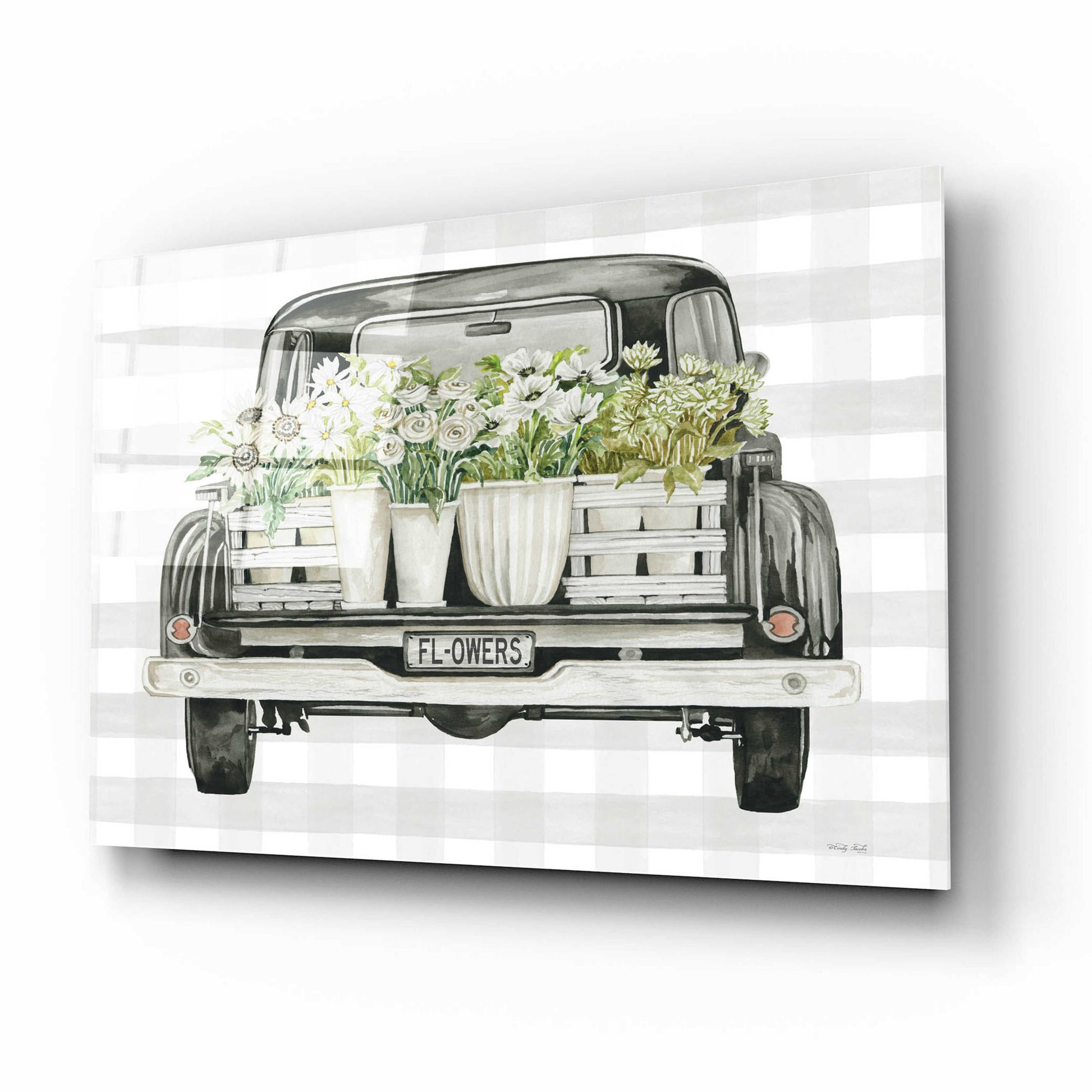 Epic Art 'Flower Lover's Truck' by Cindy Jacobs, Acrylic Glass Wall Art,16x12