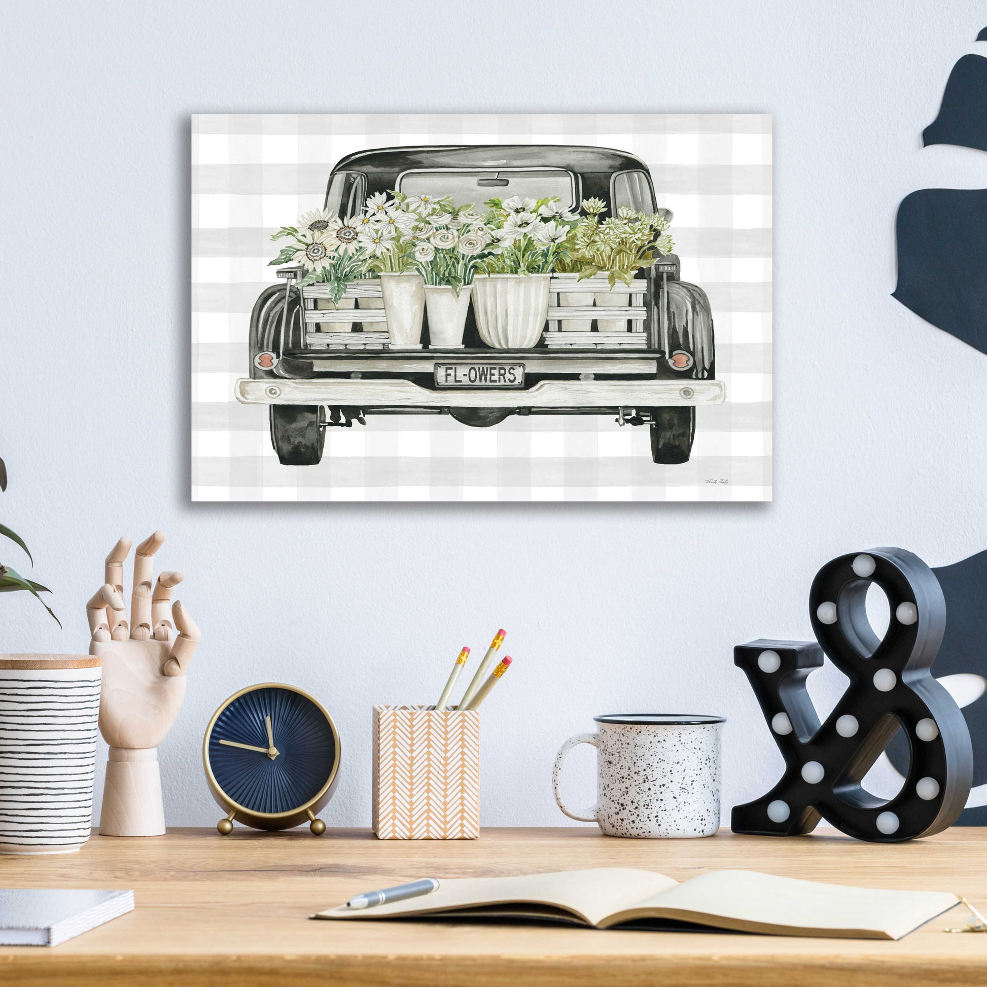 Epic Art 'Flower Lover's Truck' by Cindy Jacobs, Acrylic Glass Wall Art,16x12