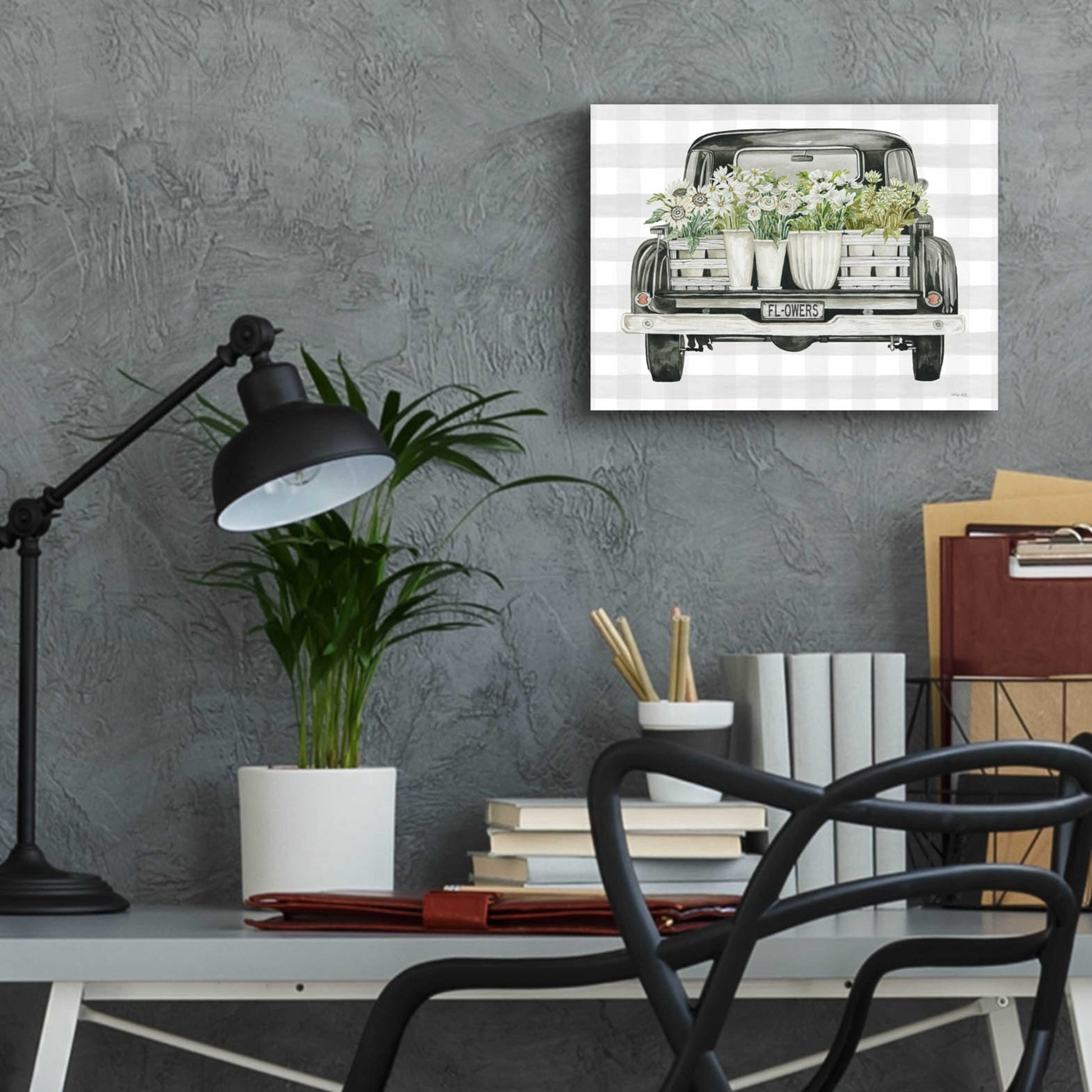 Epic Art 'Flower Lover's Truck' by Cindy Jacobs, Acrylic Glass Wall Art,16x12